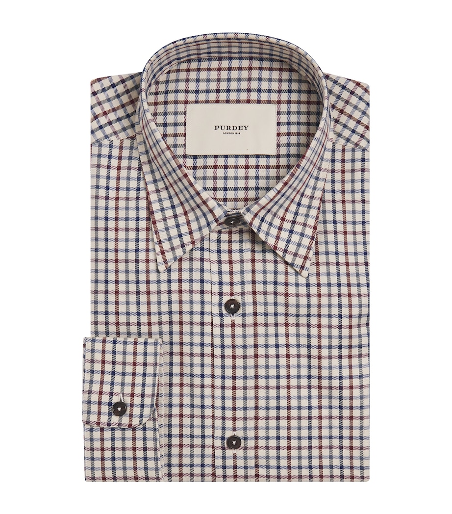 Cotton Check Tattersall Shirt FLAX Image 1