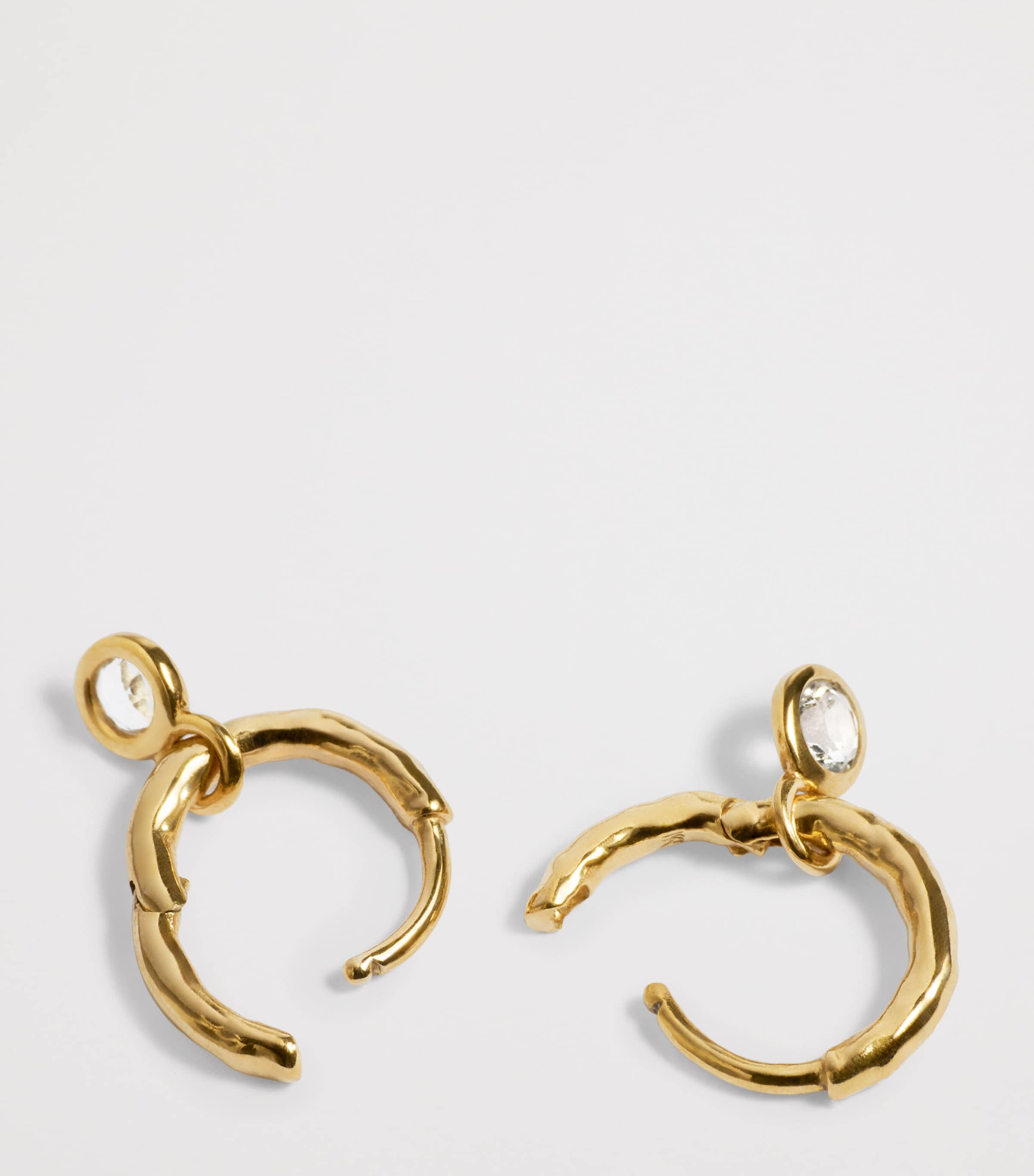 Monica Vinader Gold Vermeil and White Topaz April Birthstone Huggie Earrings Clear Image 7