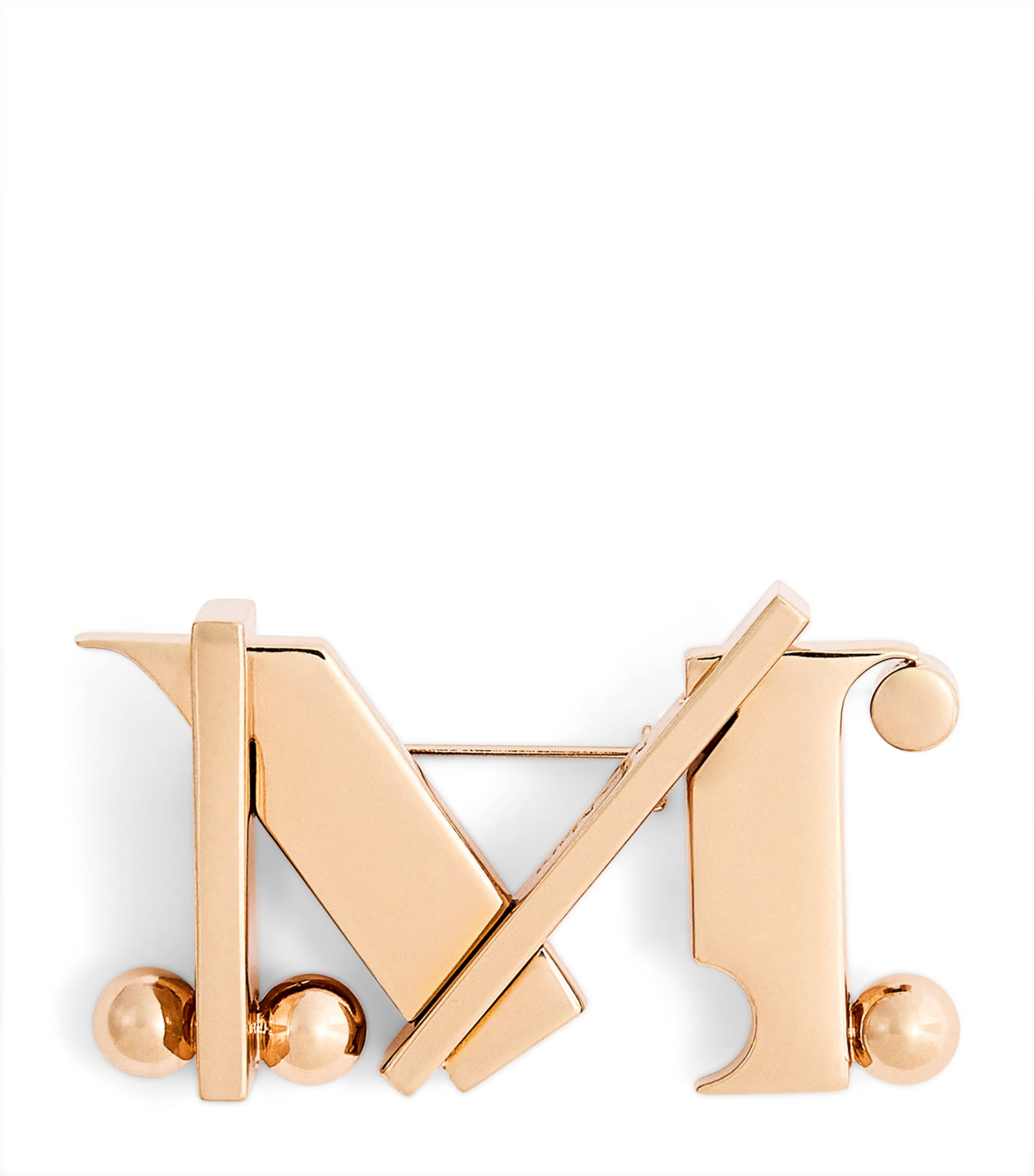 Max Mara Monogram Brooch In Yellow