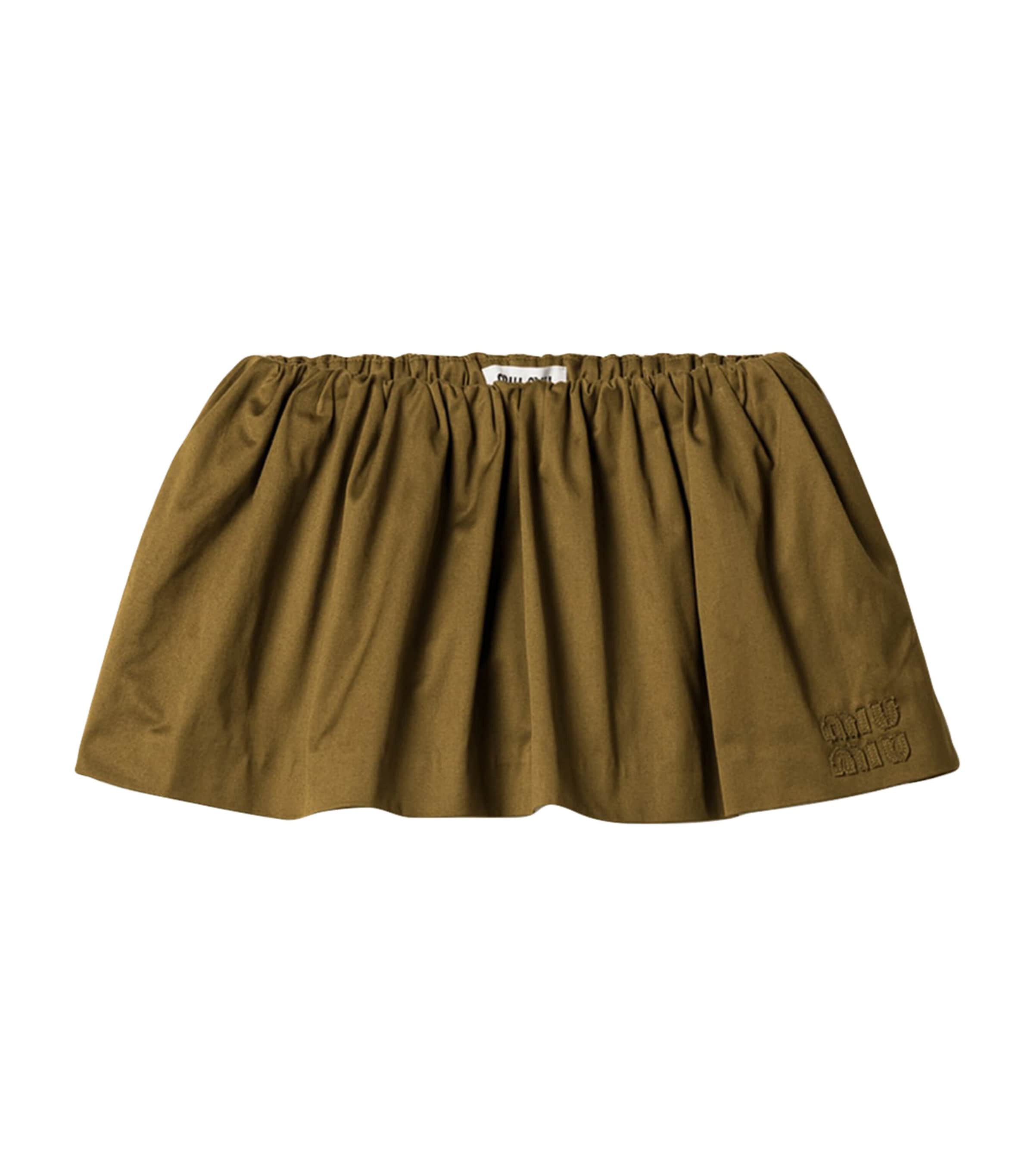 Miu Miu Womens Cotton Satin Flared Mini Skirt Image 1