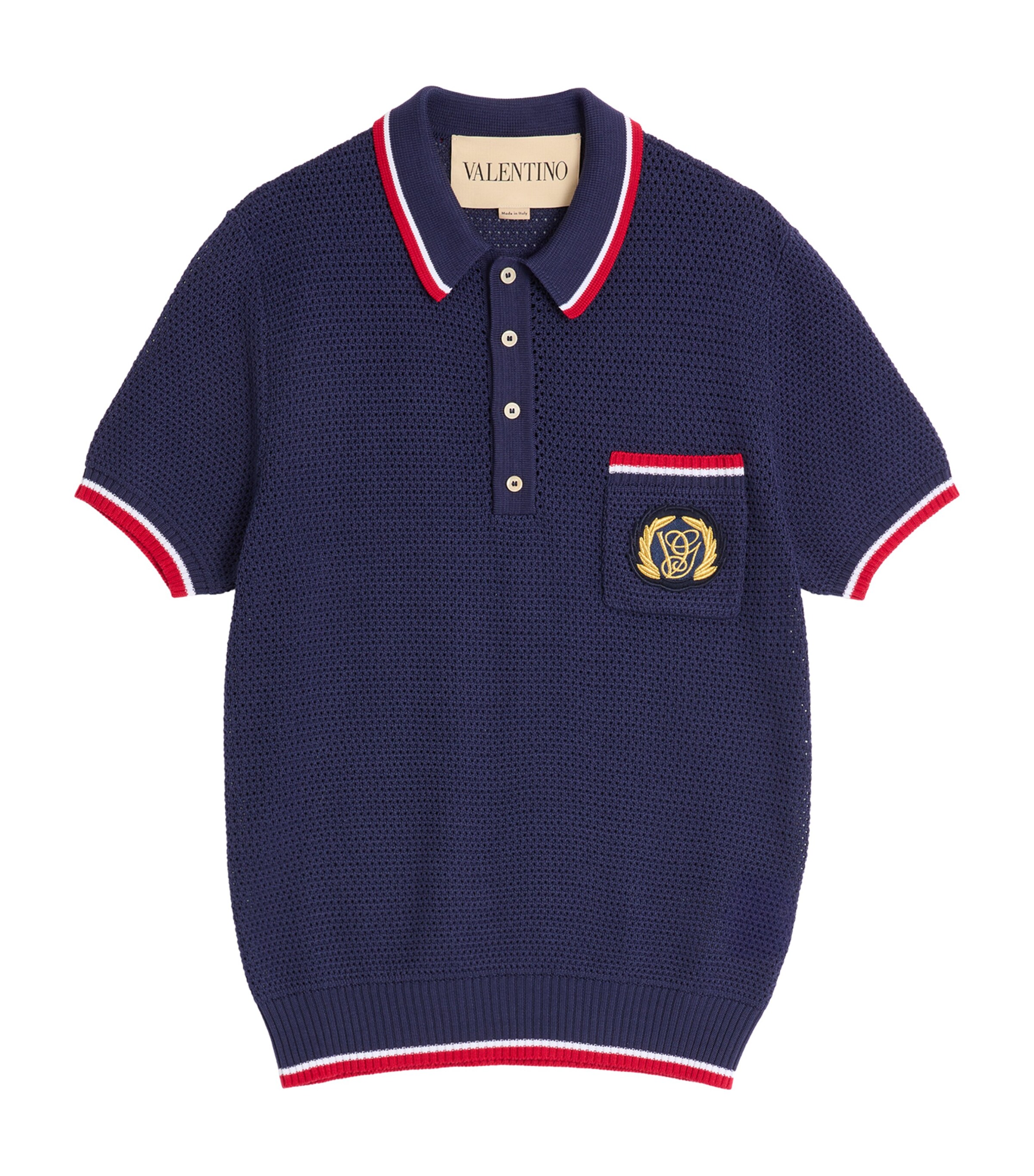Valentino Garavani Mens Cotton VG Polo Shirt Aew Image 1