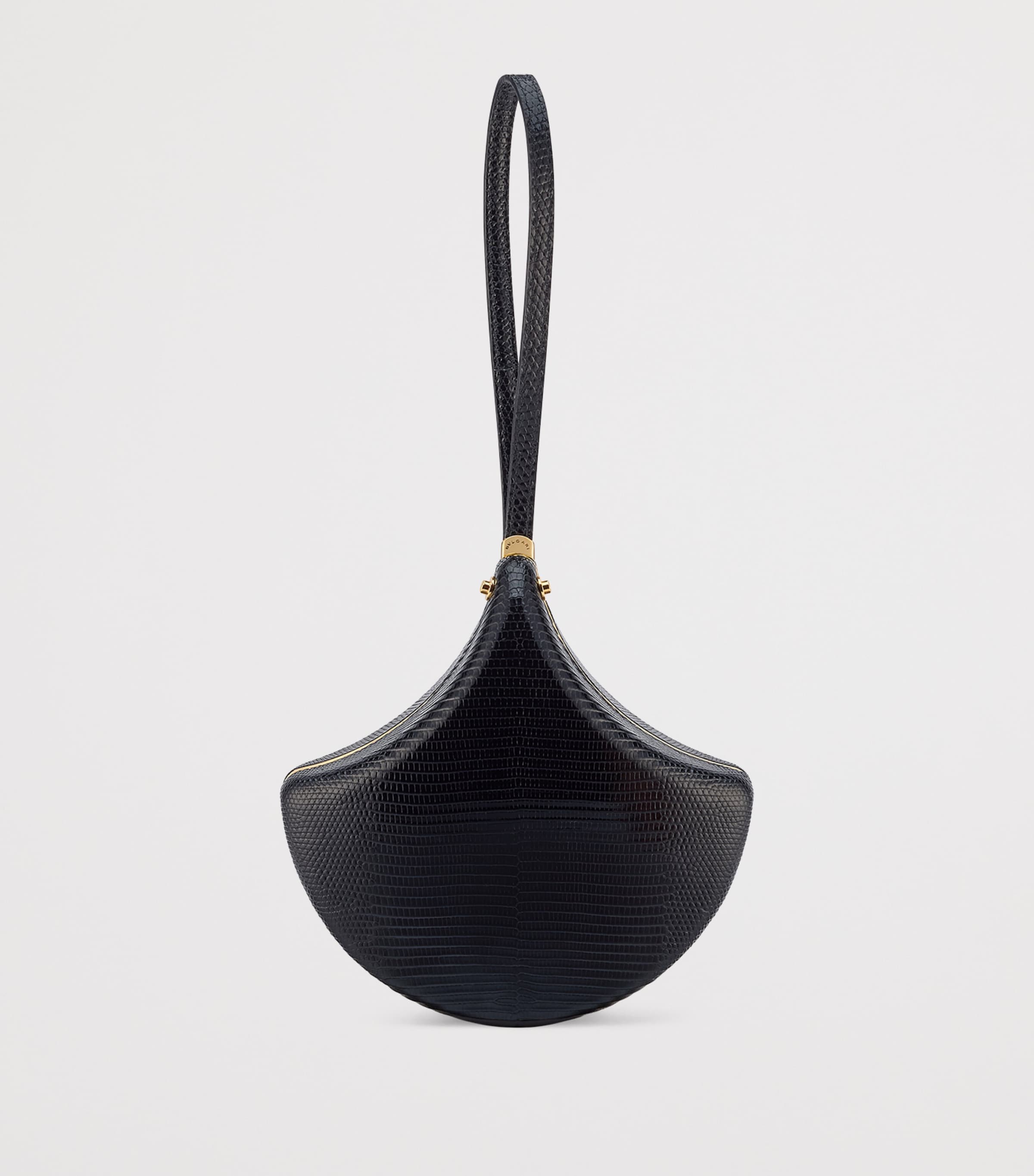 Lizard Leather Ginkgo Clutch Bag BLACK Image 2