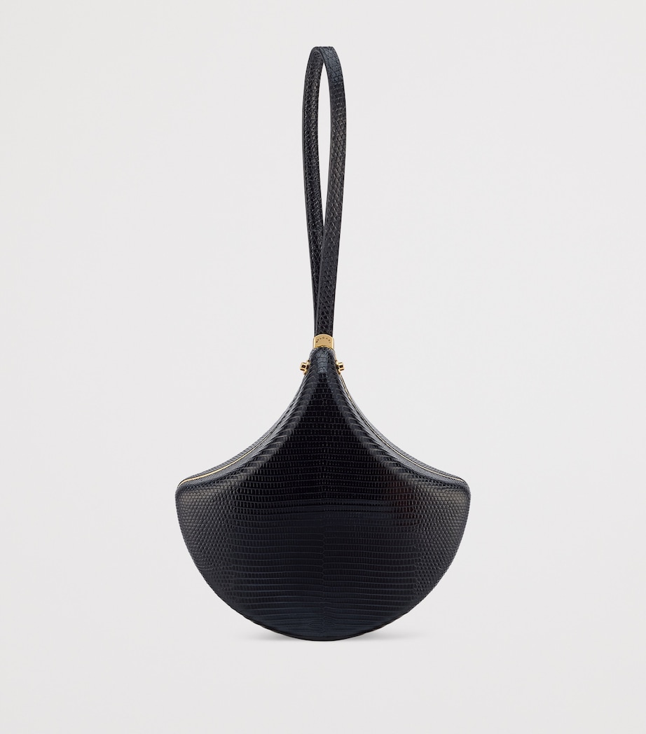 Lizard Leather Ginkgo Clutch Bag BLACK Image 2