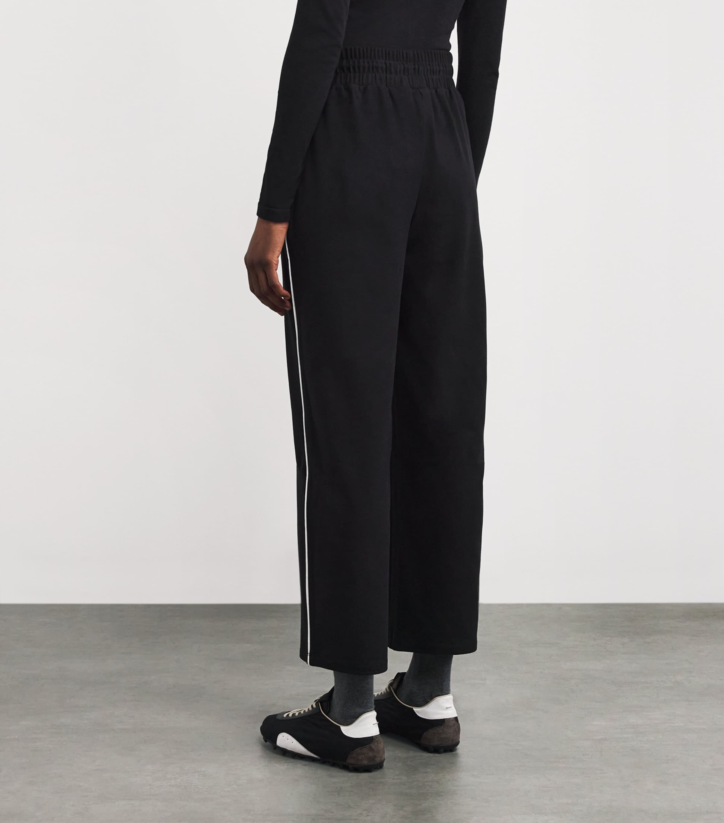 Brushed Rib Wide-Leg Sweatpants BLACK / SNOW WHITE Image 4