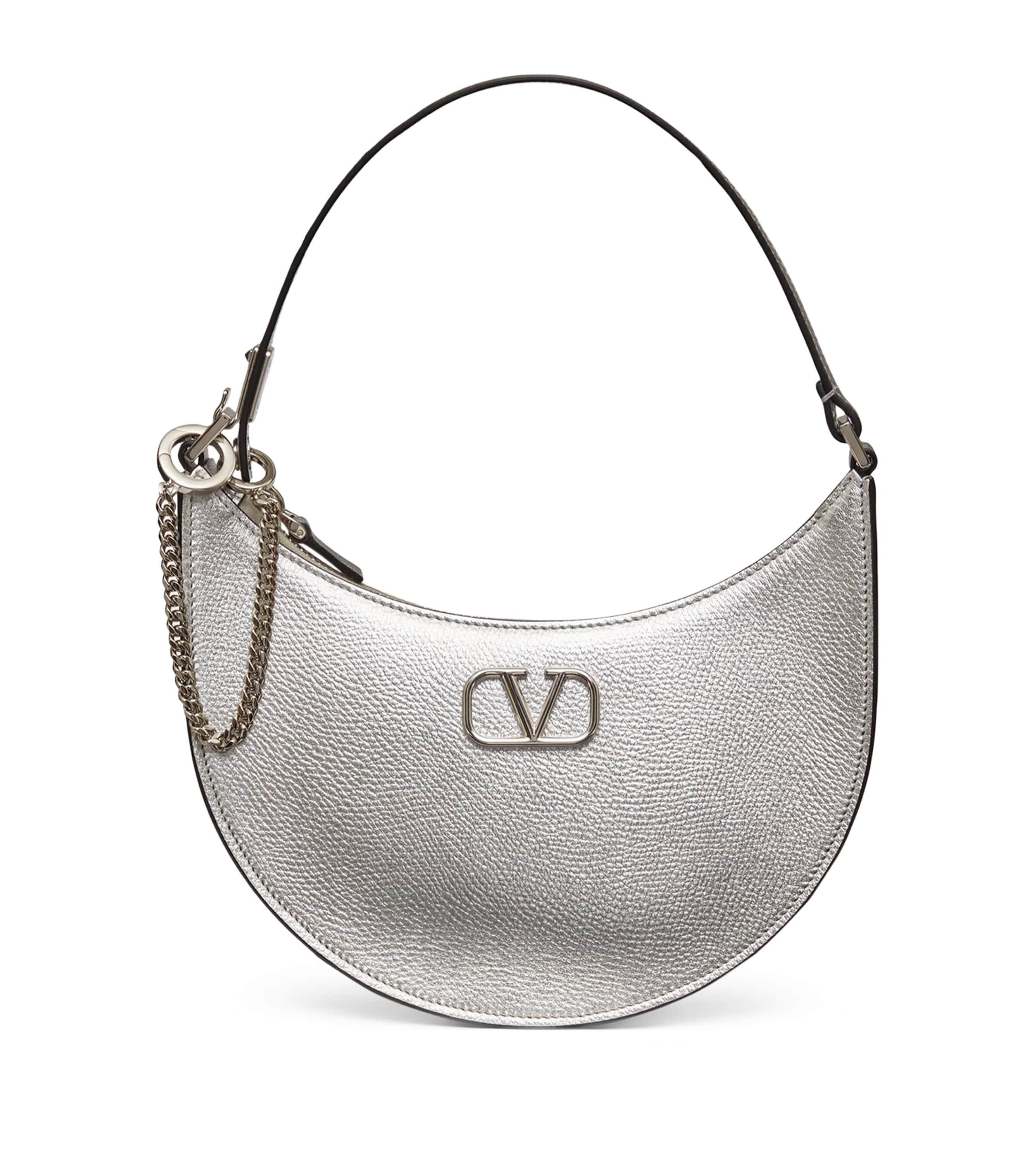 Valentino Garavani Mini Leather Vlogo Signature Top-handle Bag In Metallic