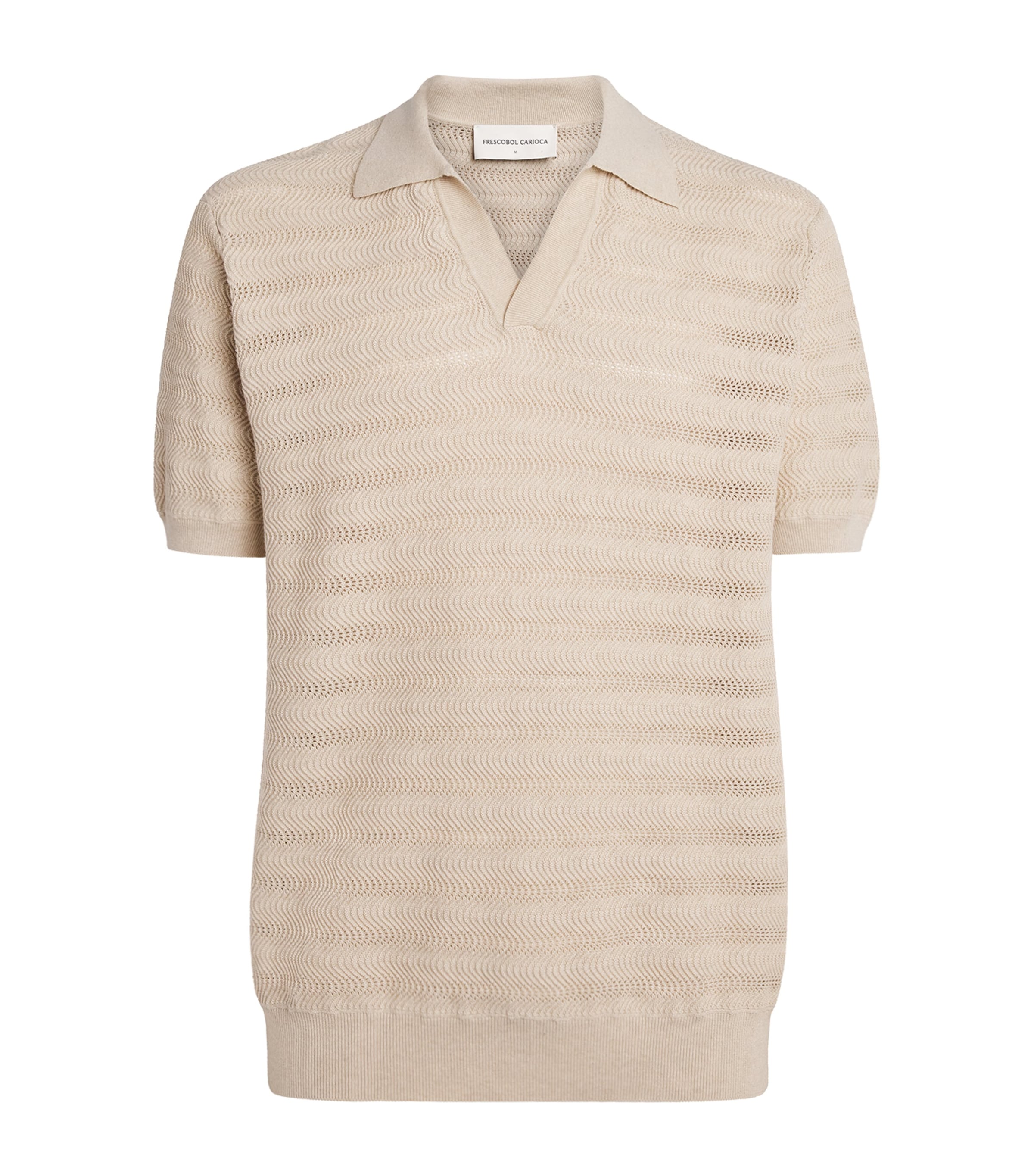 Frescobol Carioca Mens Cotton Jacquard Rino Polo Shirt Sand Image 1