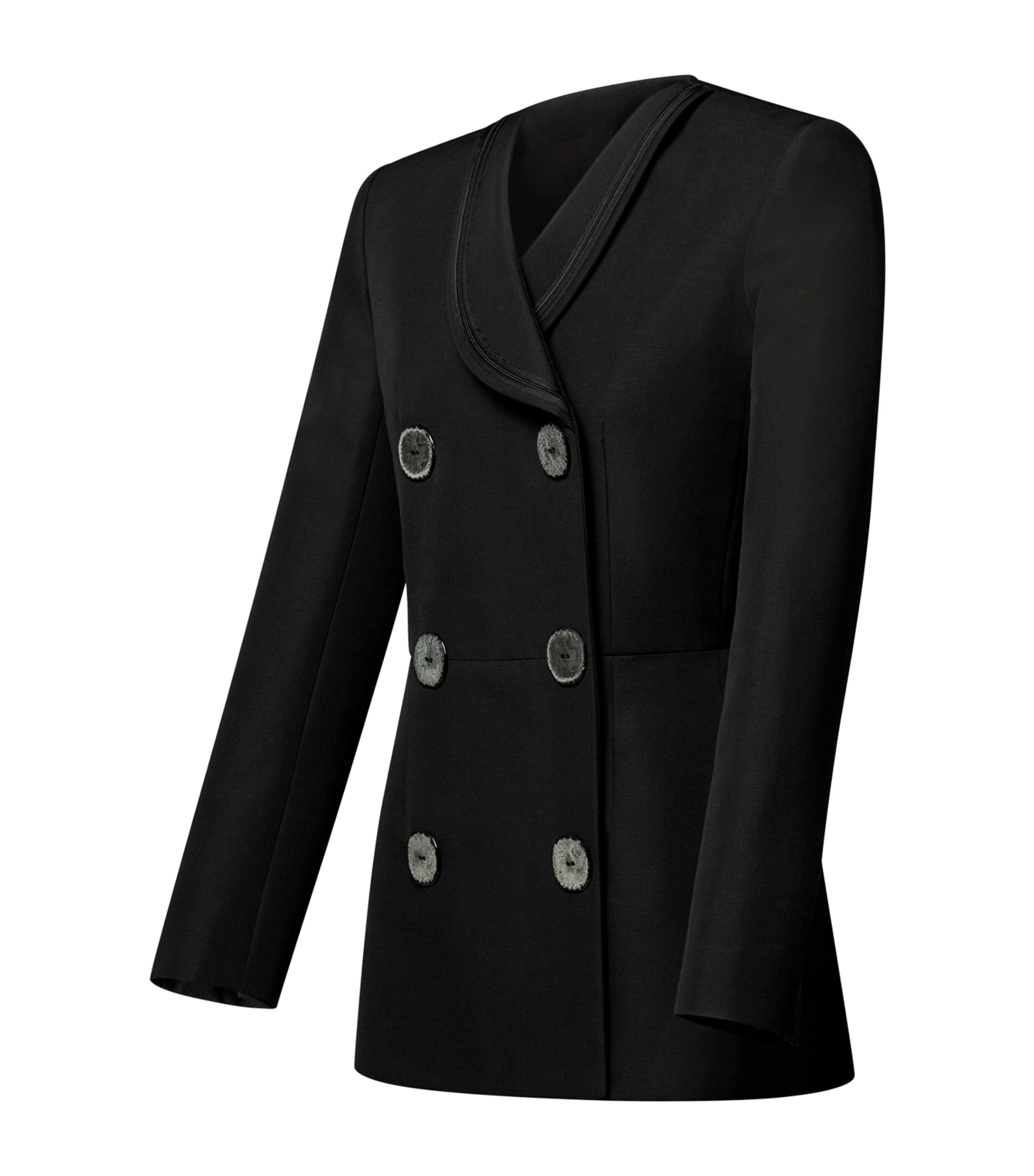 LOUIS VUITTON Womens Wool-Blend Double-Breasted Blazer Noir Image 2