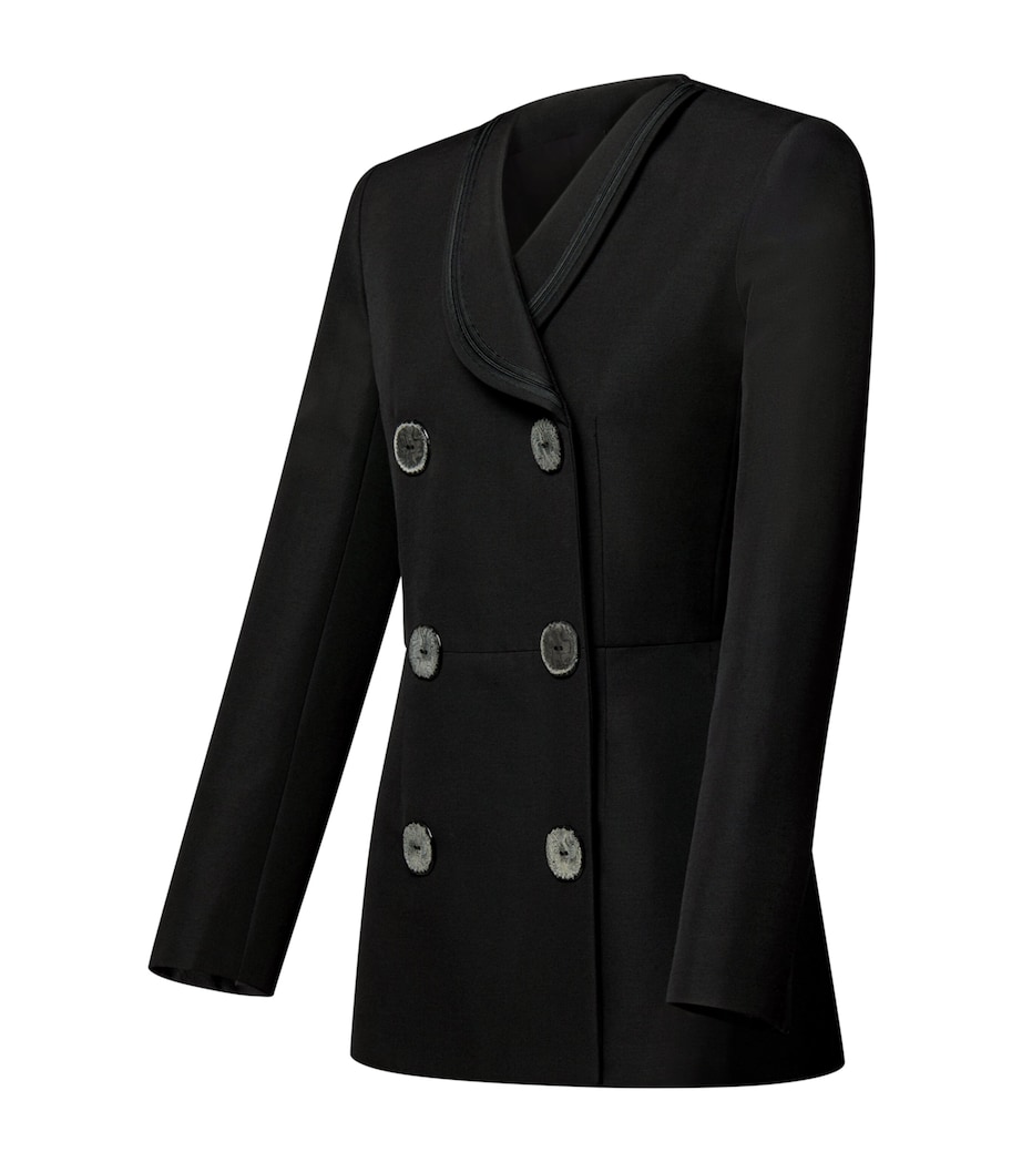 LOUIS VUITTON Womens Wool-Blend Double-Breasted Blazer Noir Image 2