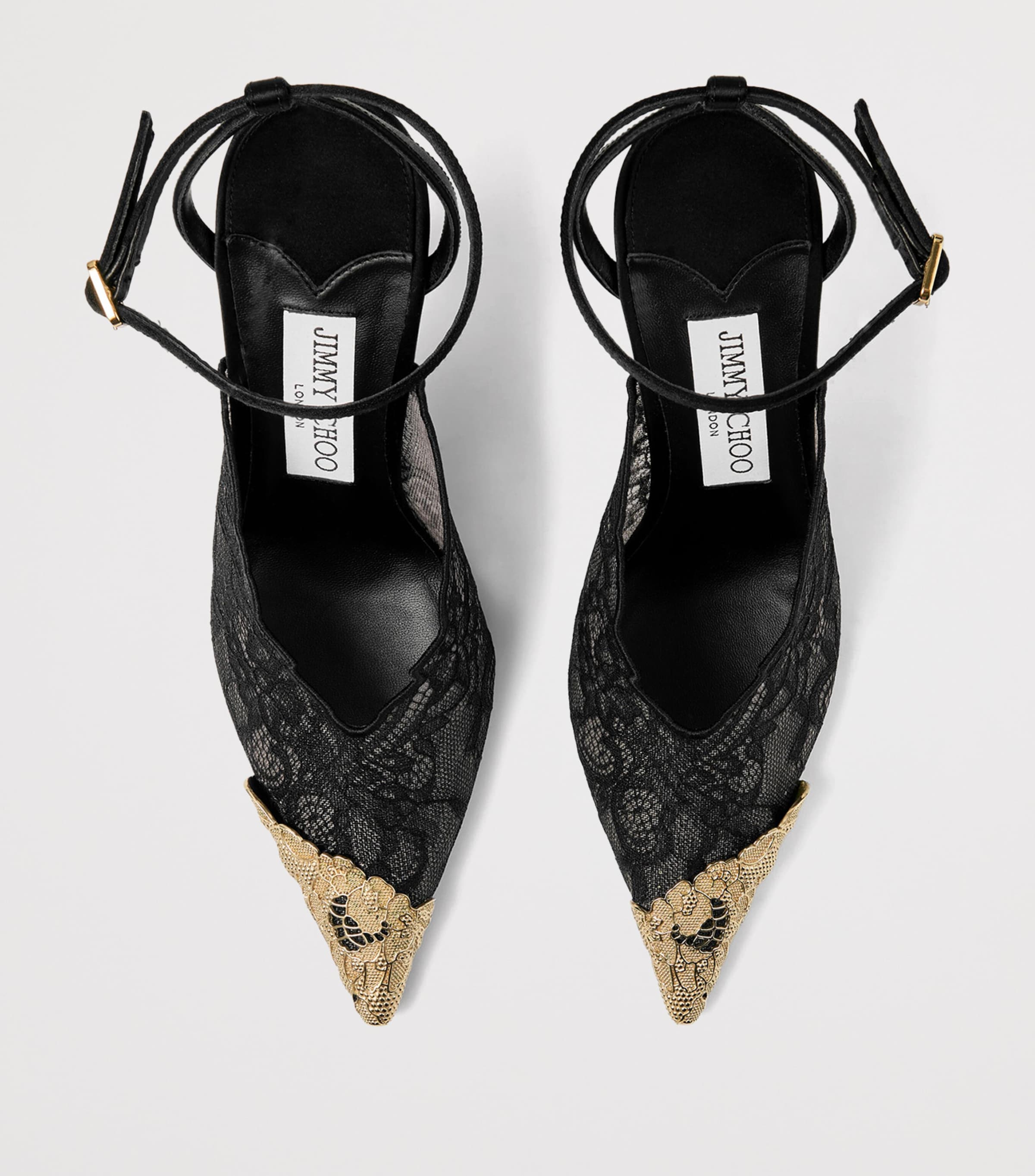 Jimmy Choo Faiz 100 Lace Pumps Black/vintage Gold Image 4