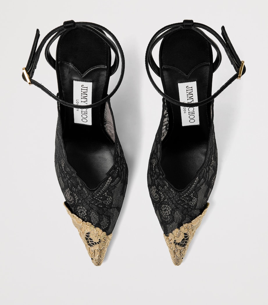 Jimmy Choo Faiz 100 Lace Pumps Black/vintage Gold Image 4