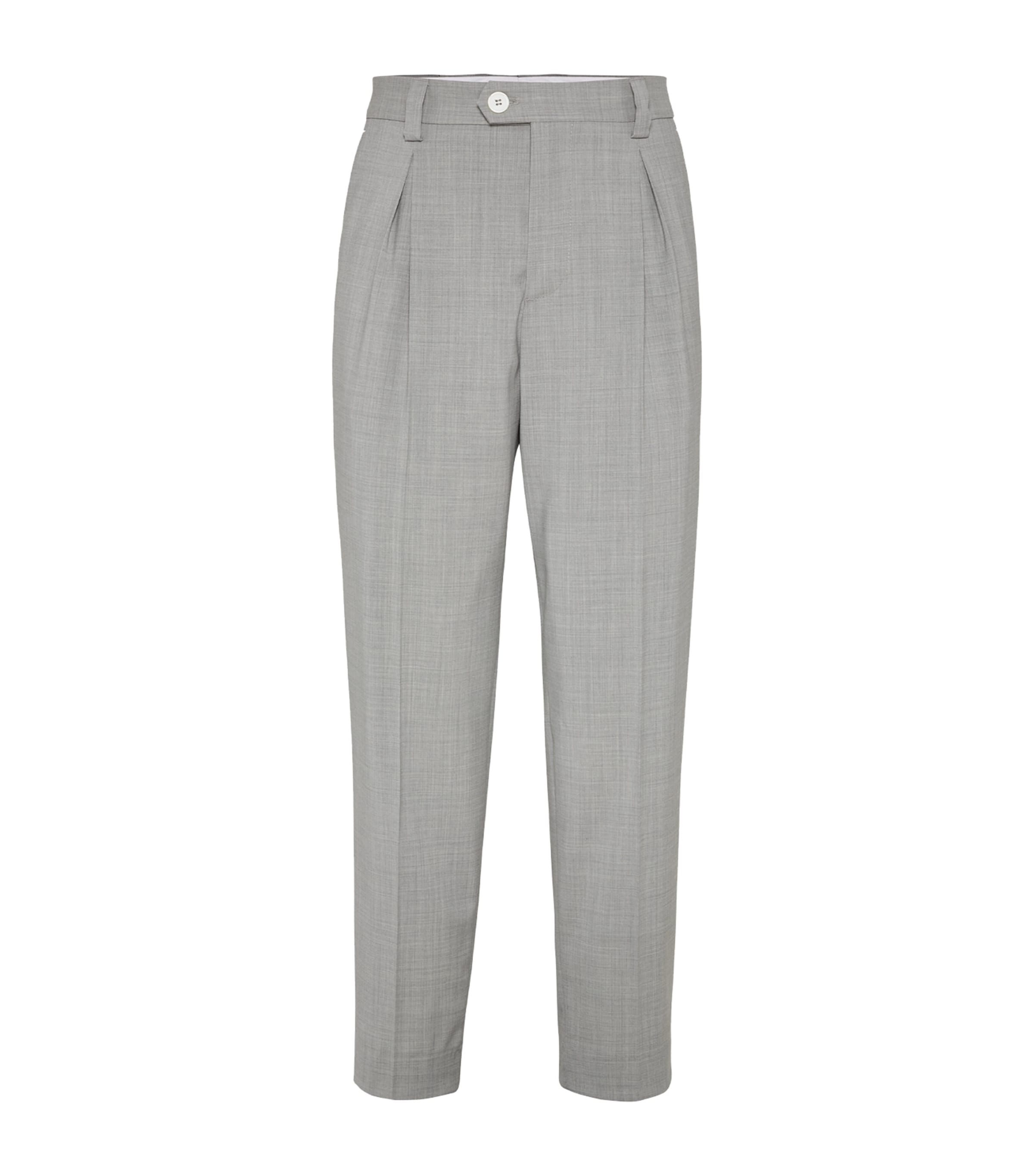 Brunello Cucinelli Wool And Cotton Trousers With Cuffs In White