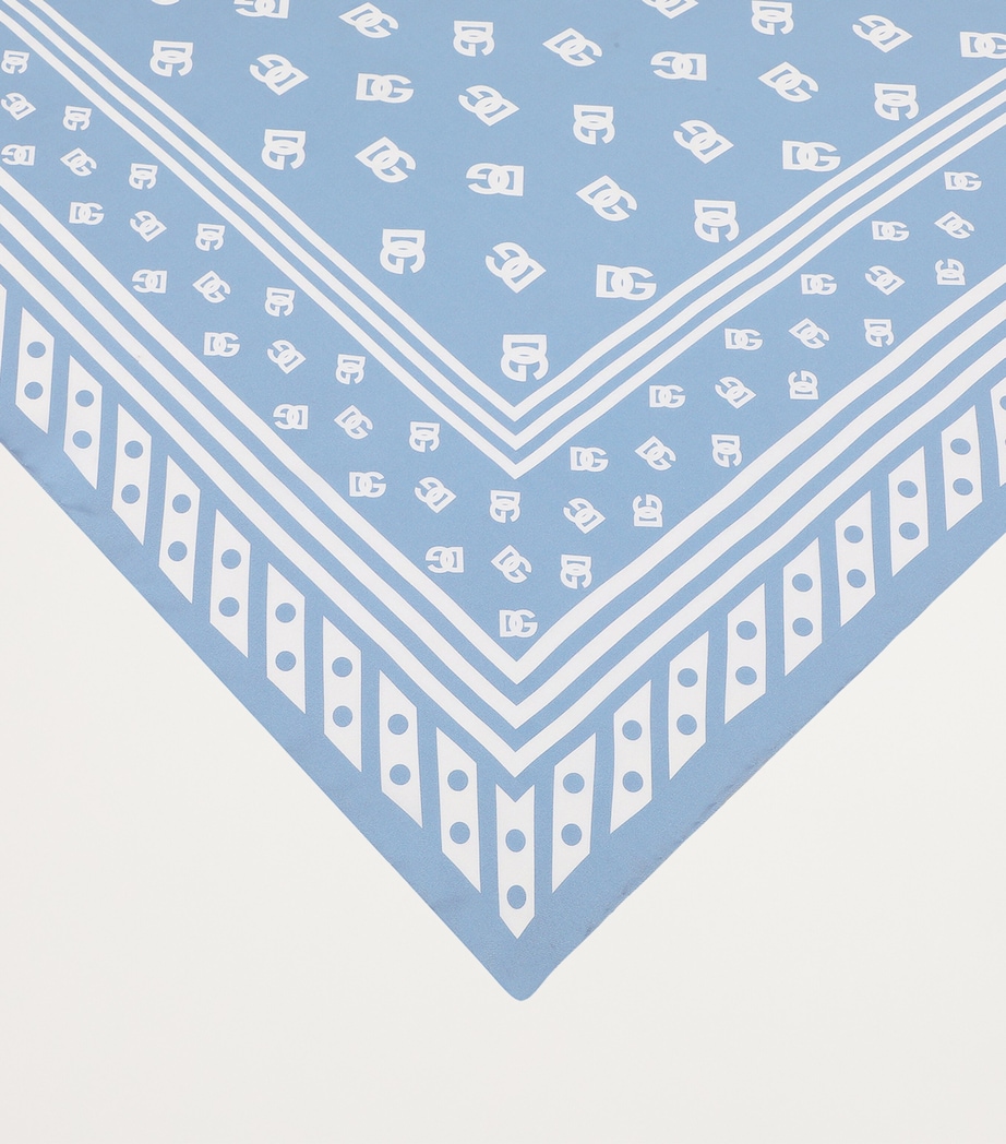 Silk Monogram Print Scarf HC4ZW- F.AZZURRO Image 2