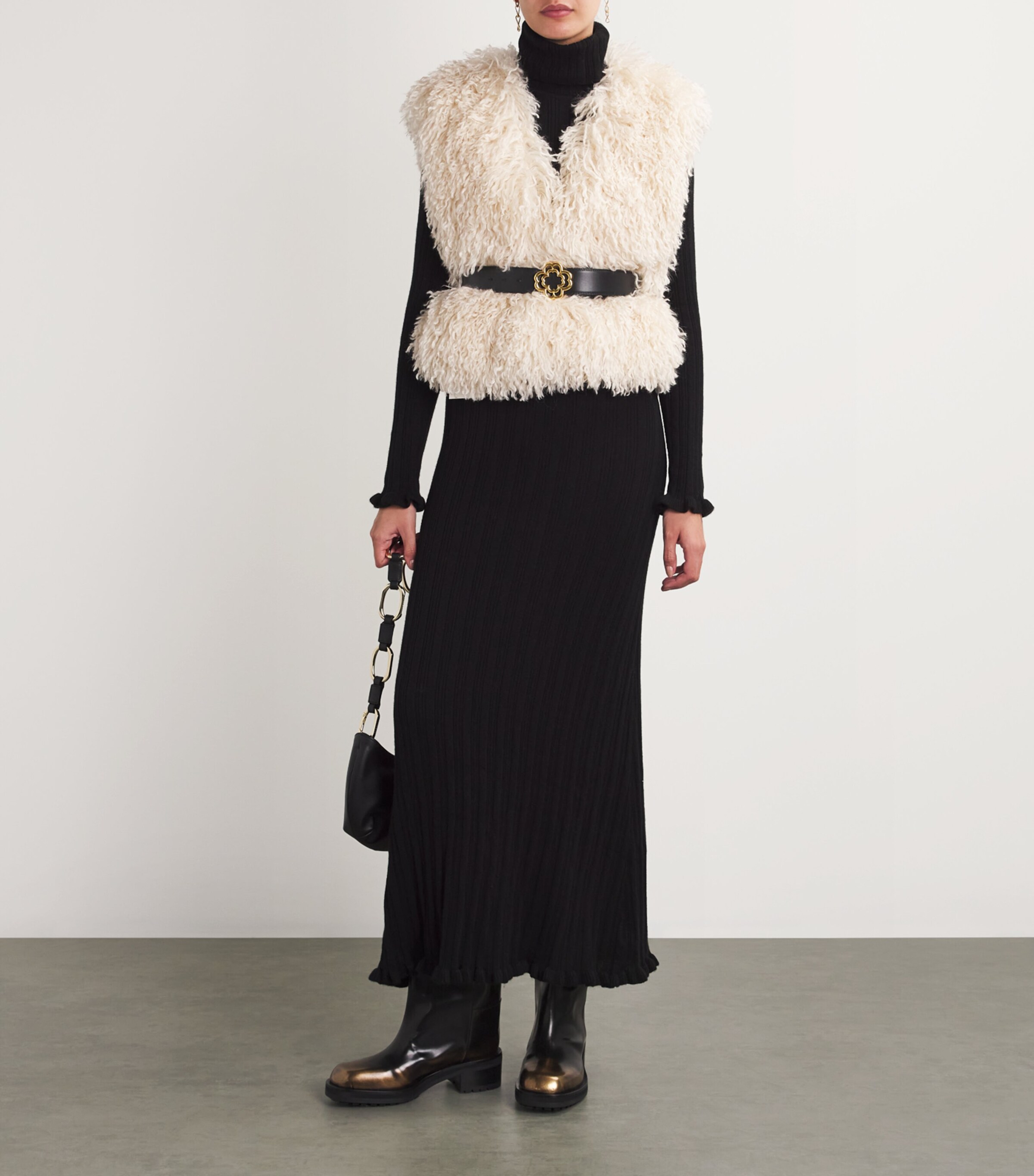 Maje Leather Clover Buckle Belt Black Image 2