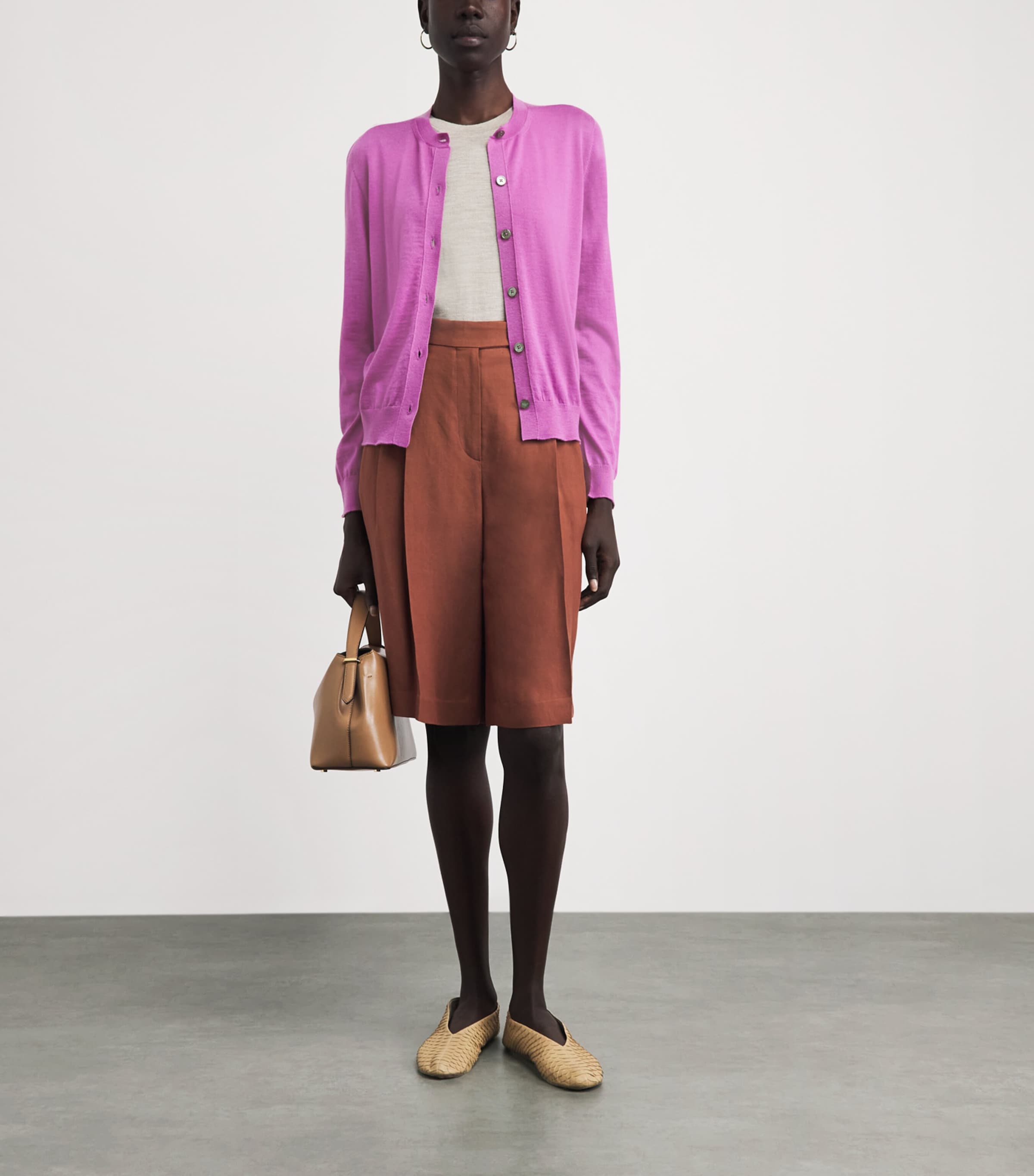 Johnstons Of Elgin Womens Cashmere Honor Cardigan Wild Orchid Image 2