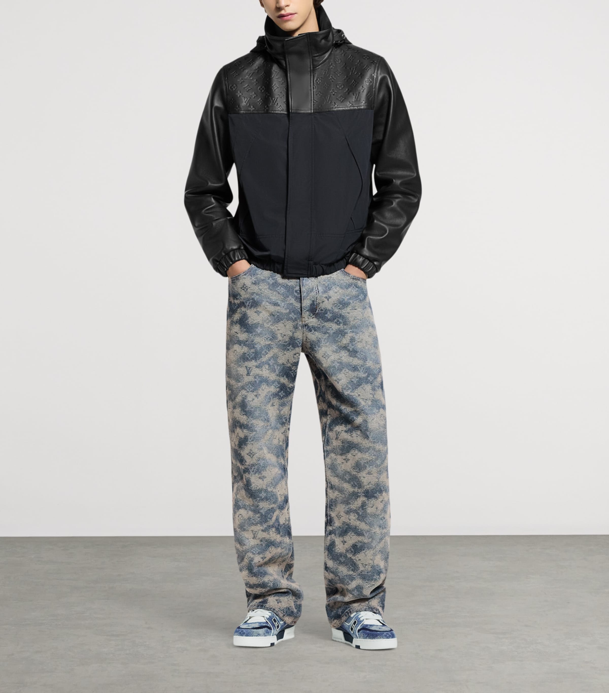 Leather WindbreakerJacket BLACK Image 4