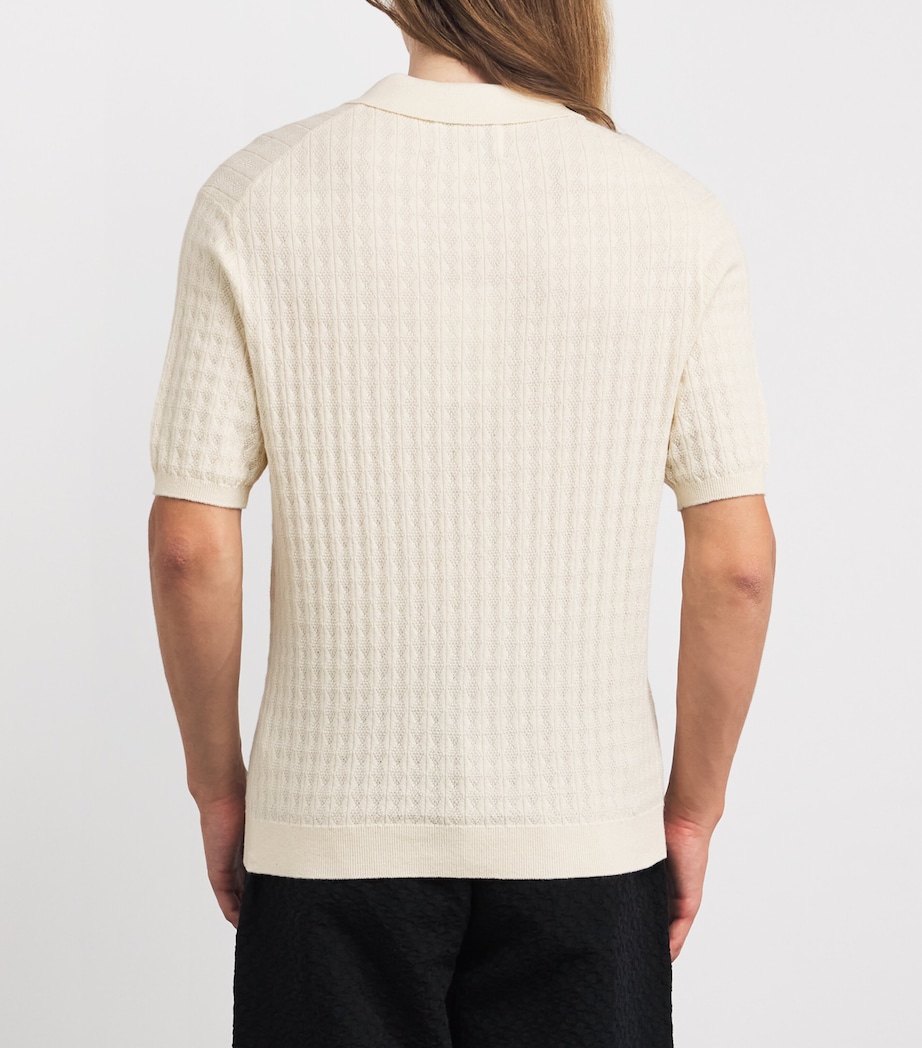 Cotton-Cashmere Diamond Polo Shirt ECRU Image 4