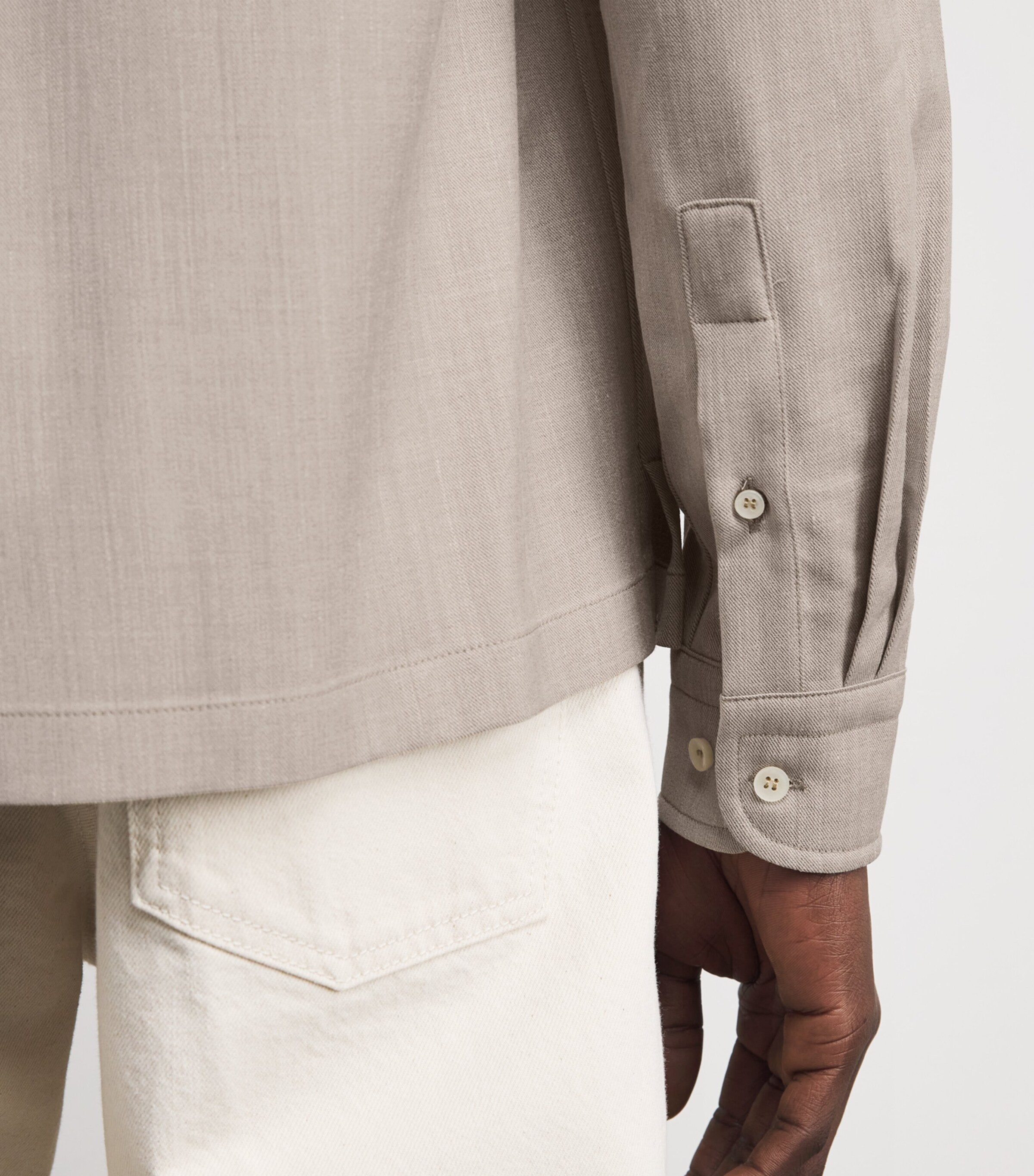Paul & Shark Mens Wool-Silk-Linen-Blend Overshirt Beige Image 6