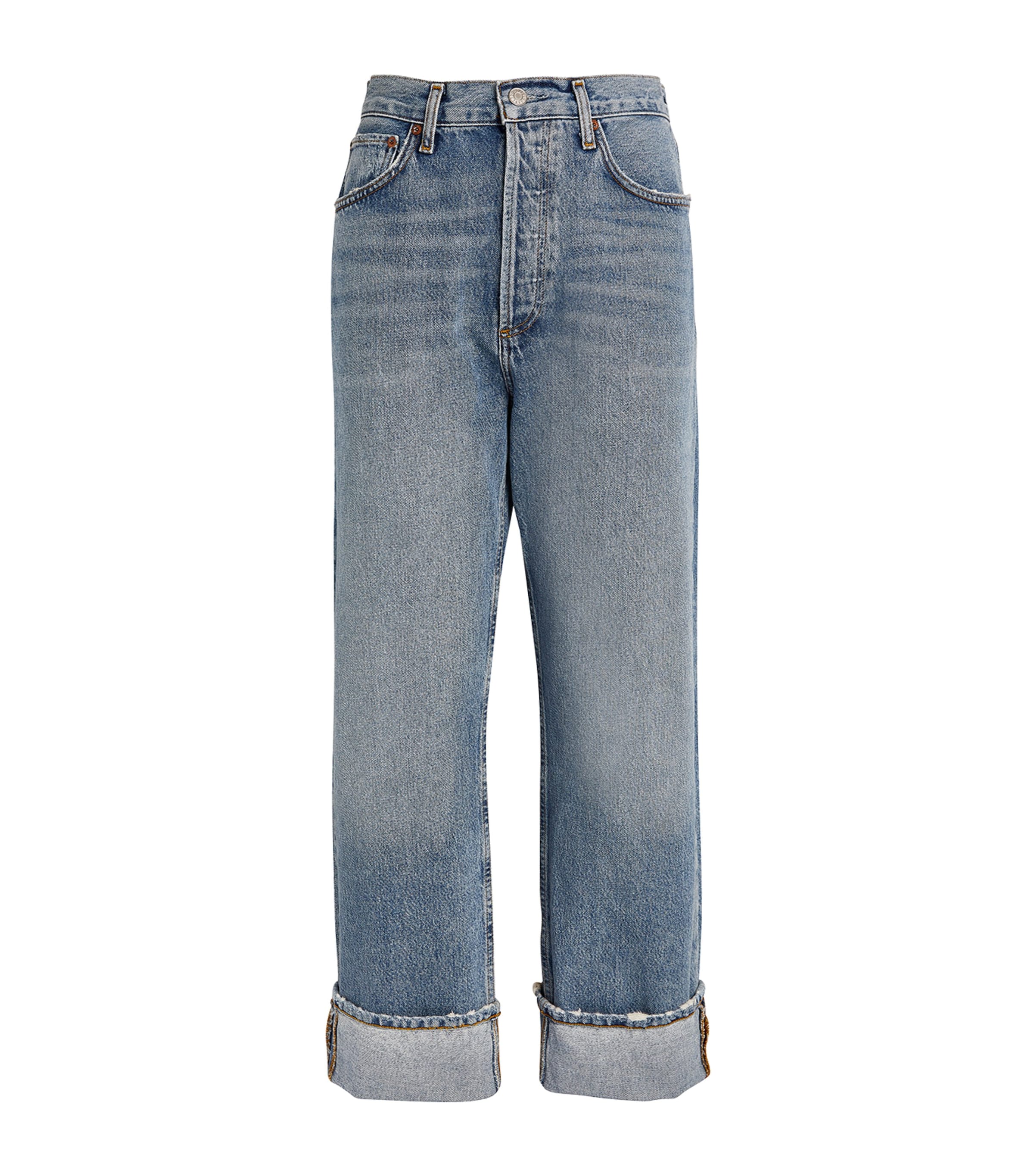 Agolde Marbled Fran Low Slung Straight Jeans In Blue