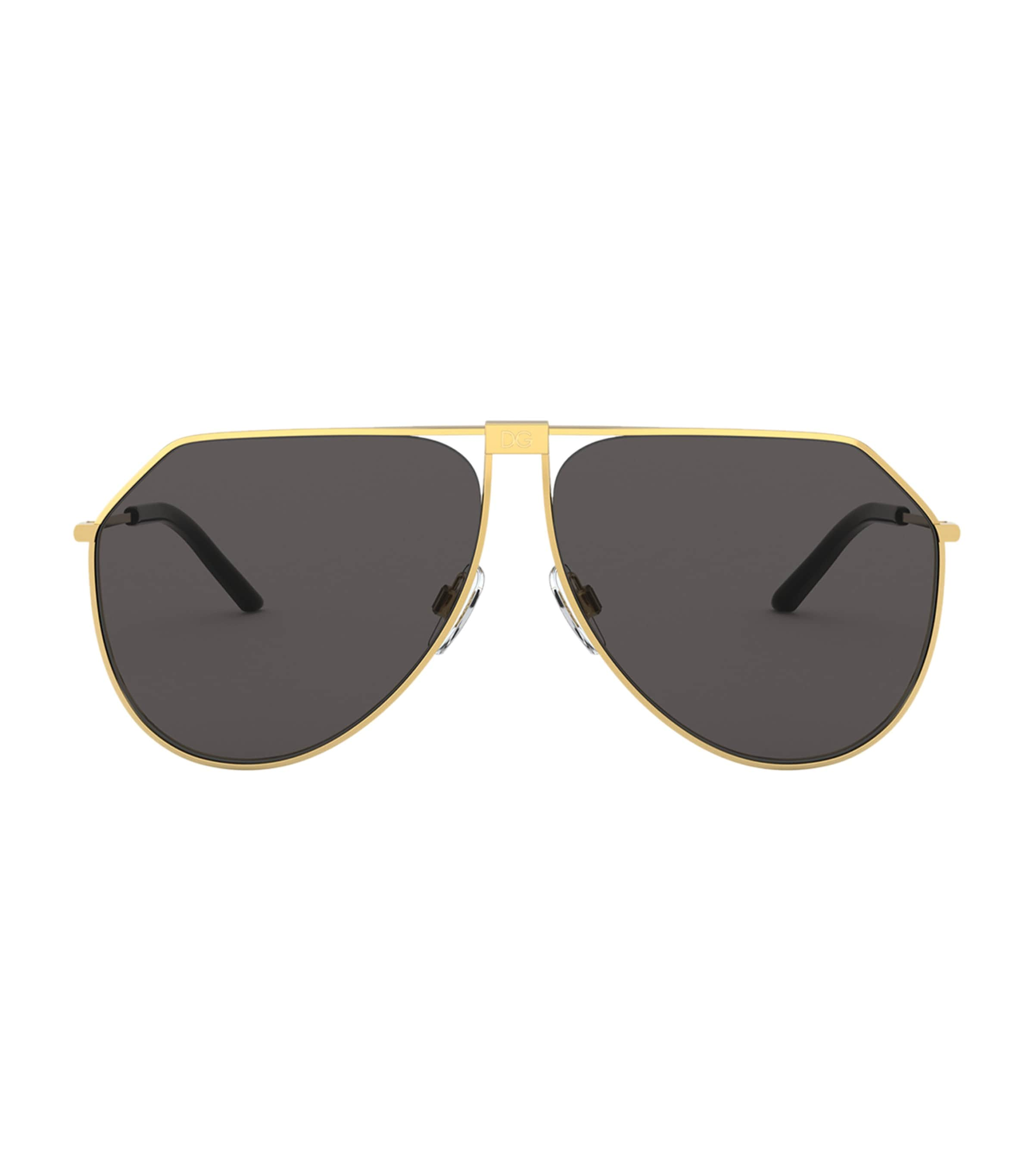 Dolce & Gabbana Slim Aviator Sunglasses In Gold