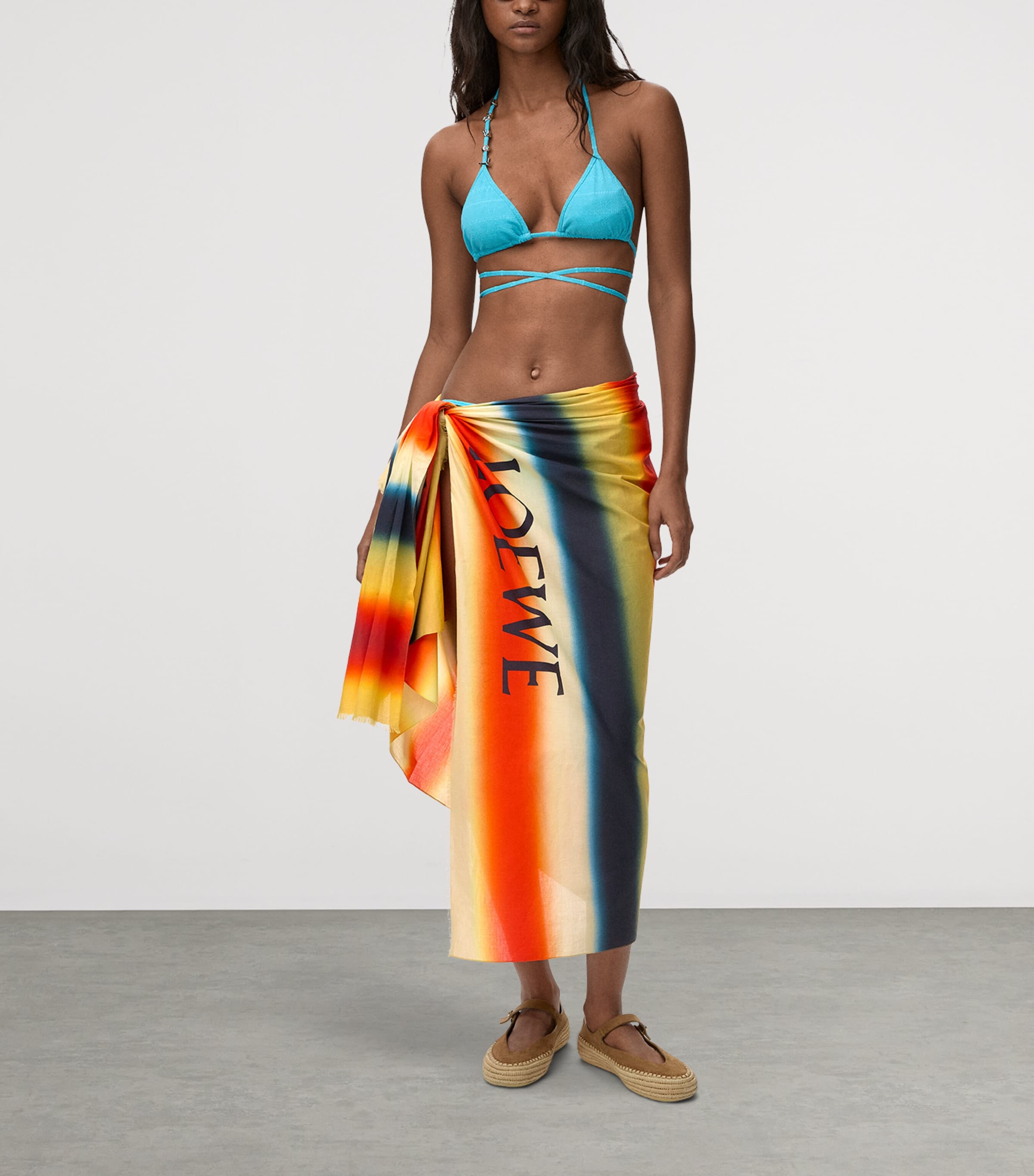 LOEWE Womens x Paula's Ibiza Cotton Stripe Pareo Orange/multicolor Image 2