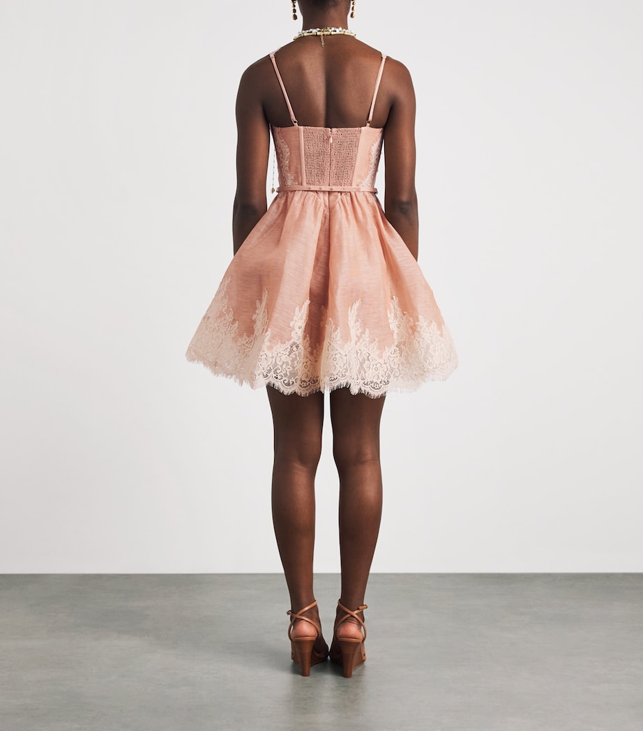 Zimmermann Womens Linen-Silk Valiant Mini Dress Light Pink Image 4