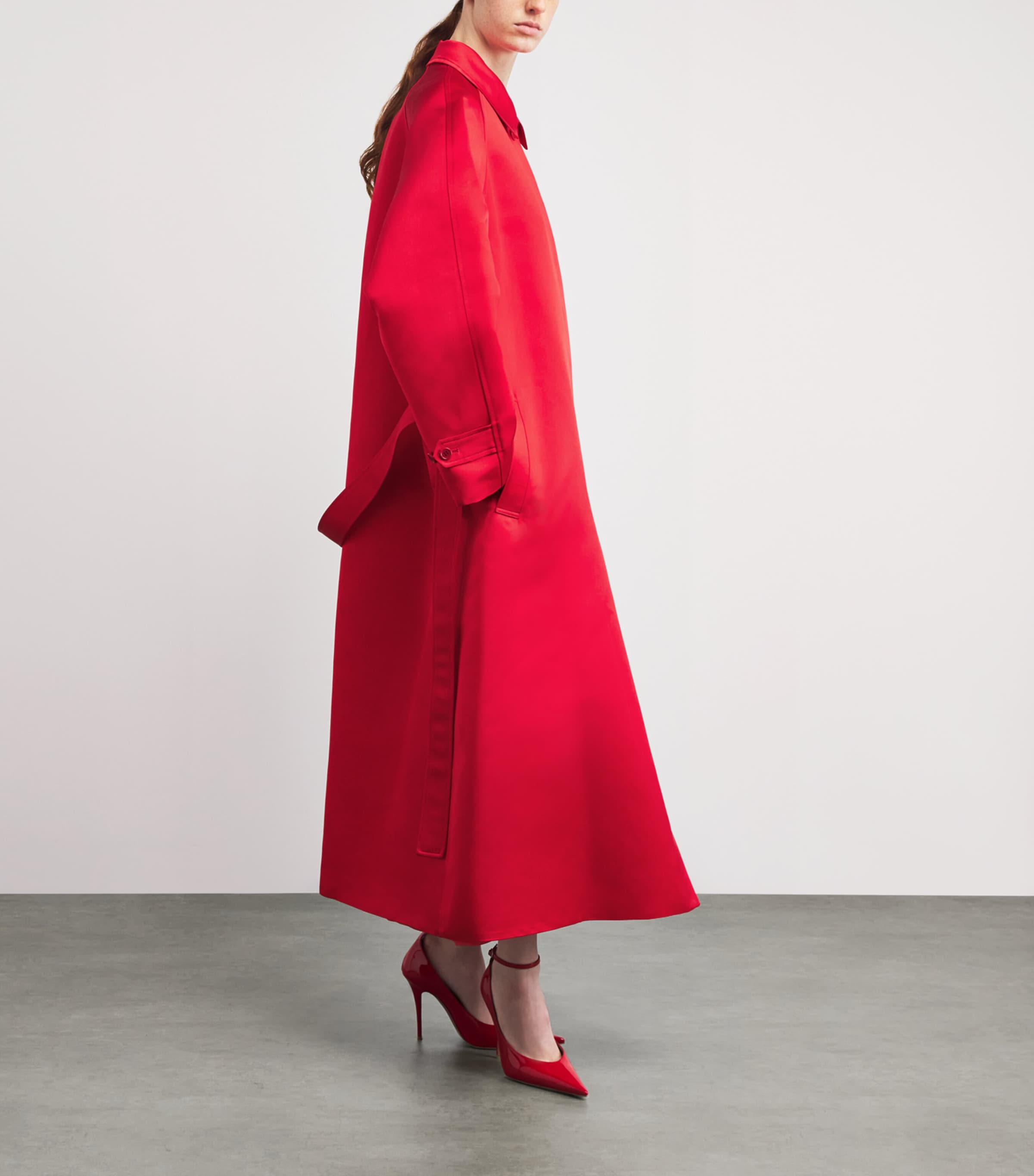 Duchesse Satin Koharu Car Coat BRIGHT RED Image 2