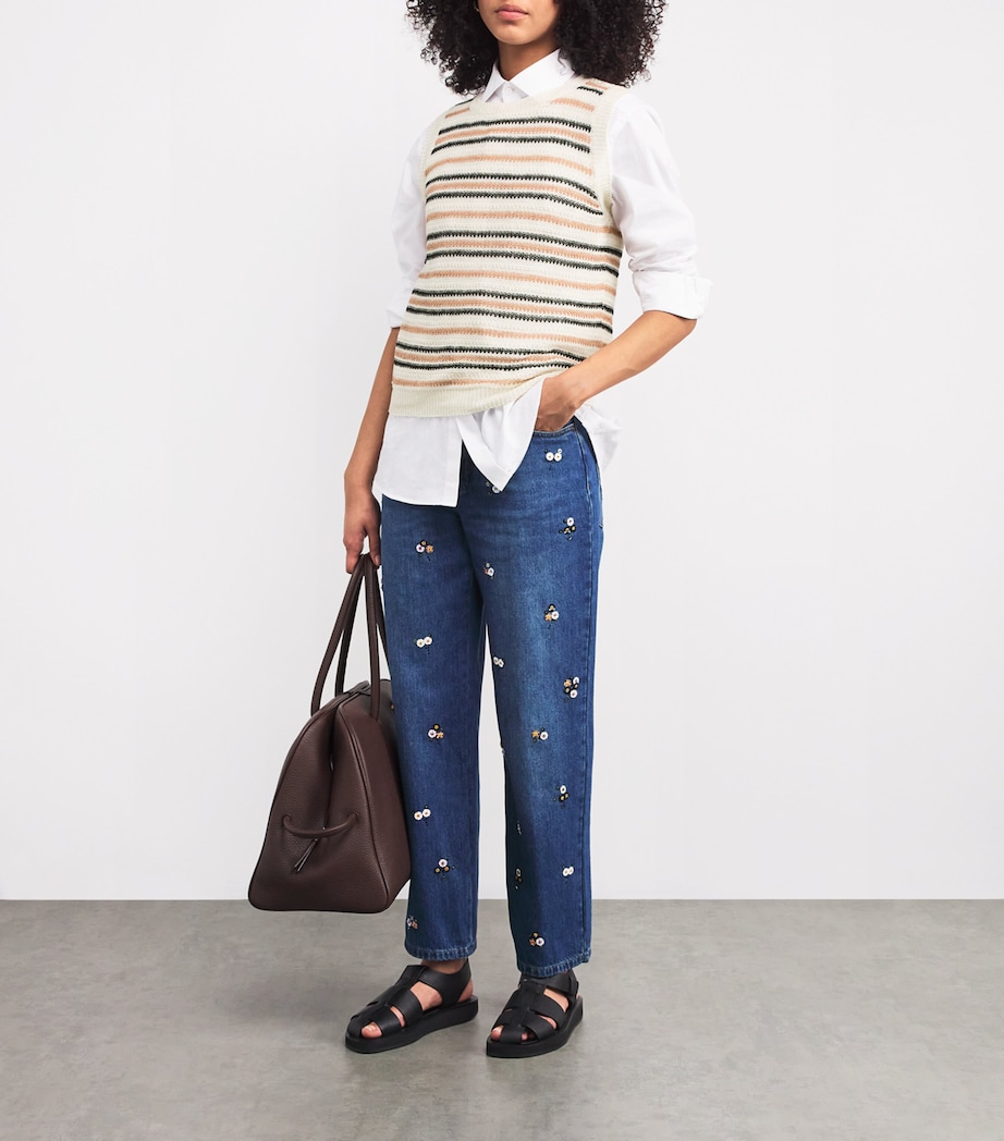 Linen Striped Sweater Vest DESERT Image 2