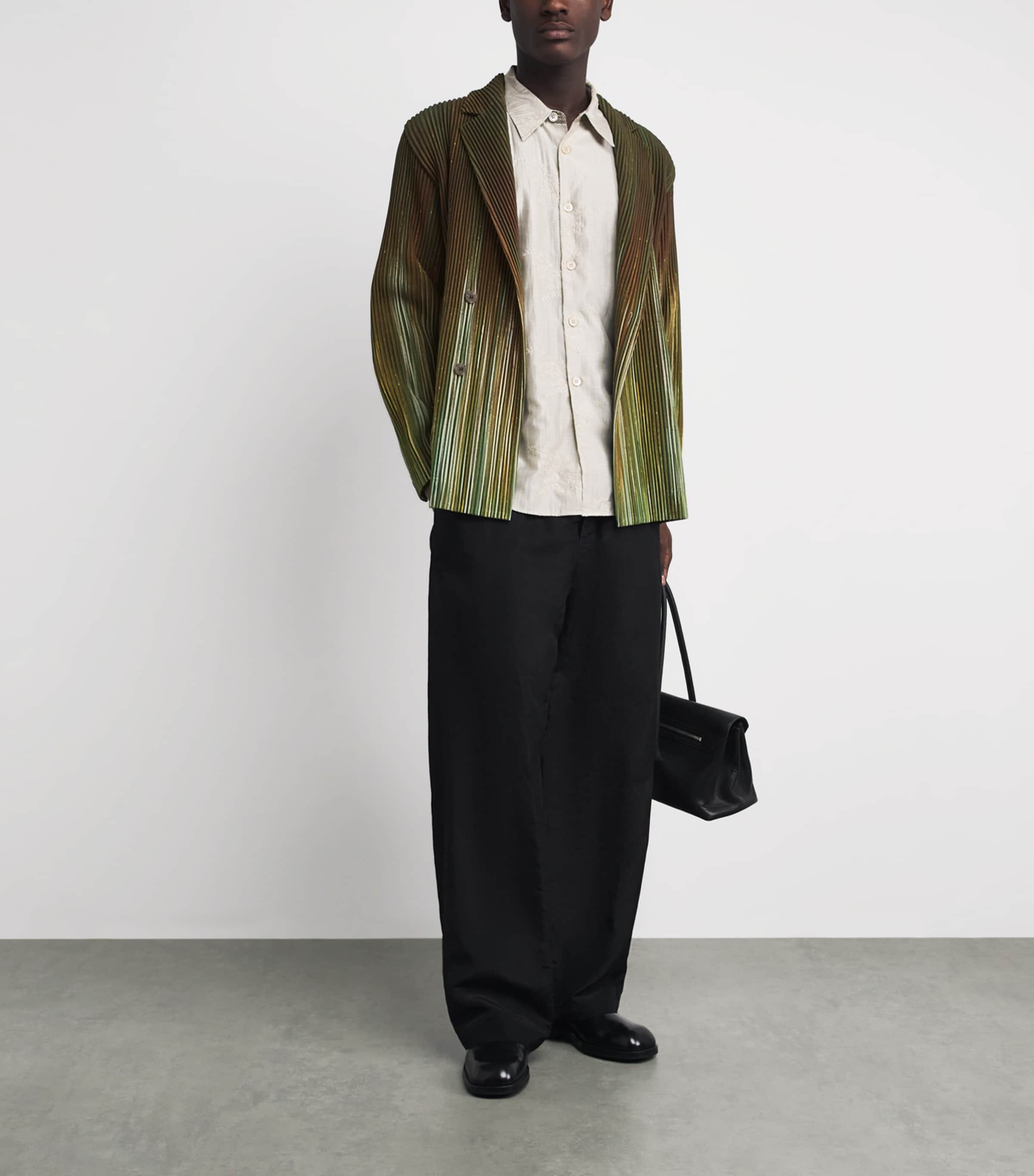 Homme Plissé Issey Miyake Mens Pleated Blazer Green Image 2