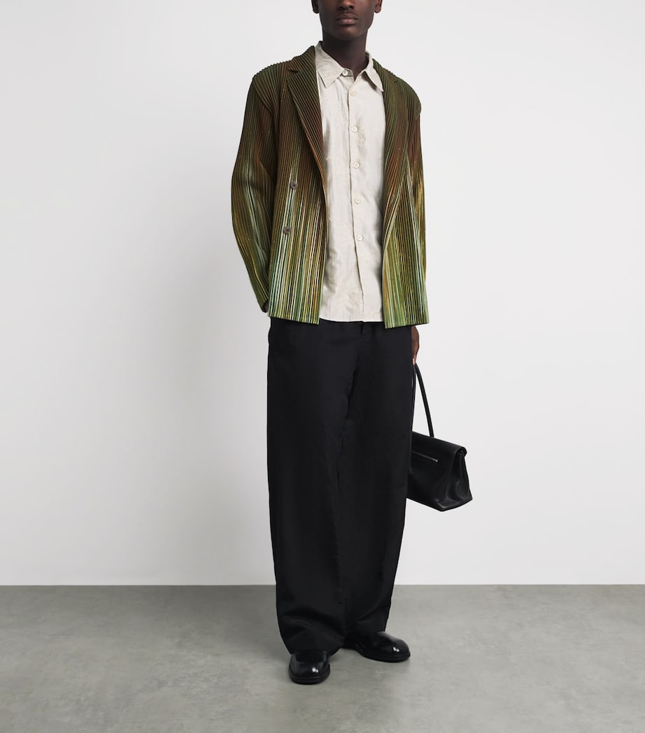 Homme Plissé Issey Miyake Mens Pleated Blazer Green Image 2