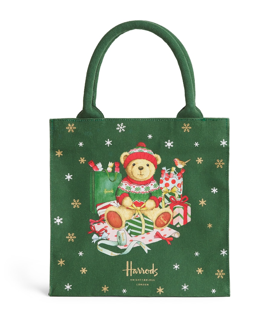 Harrods Small Christmas Bear Tote Bag Harrods Green Image 1