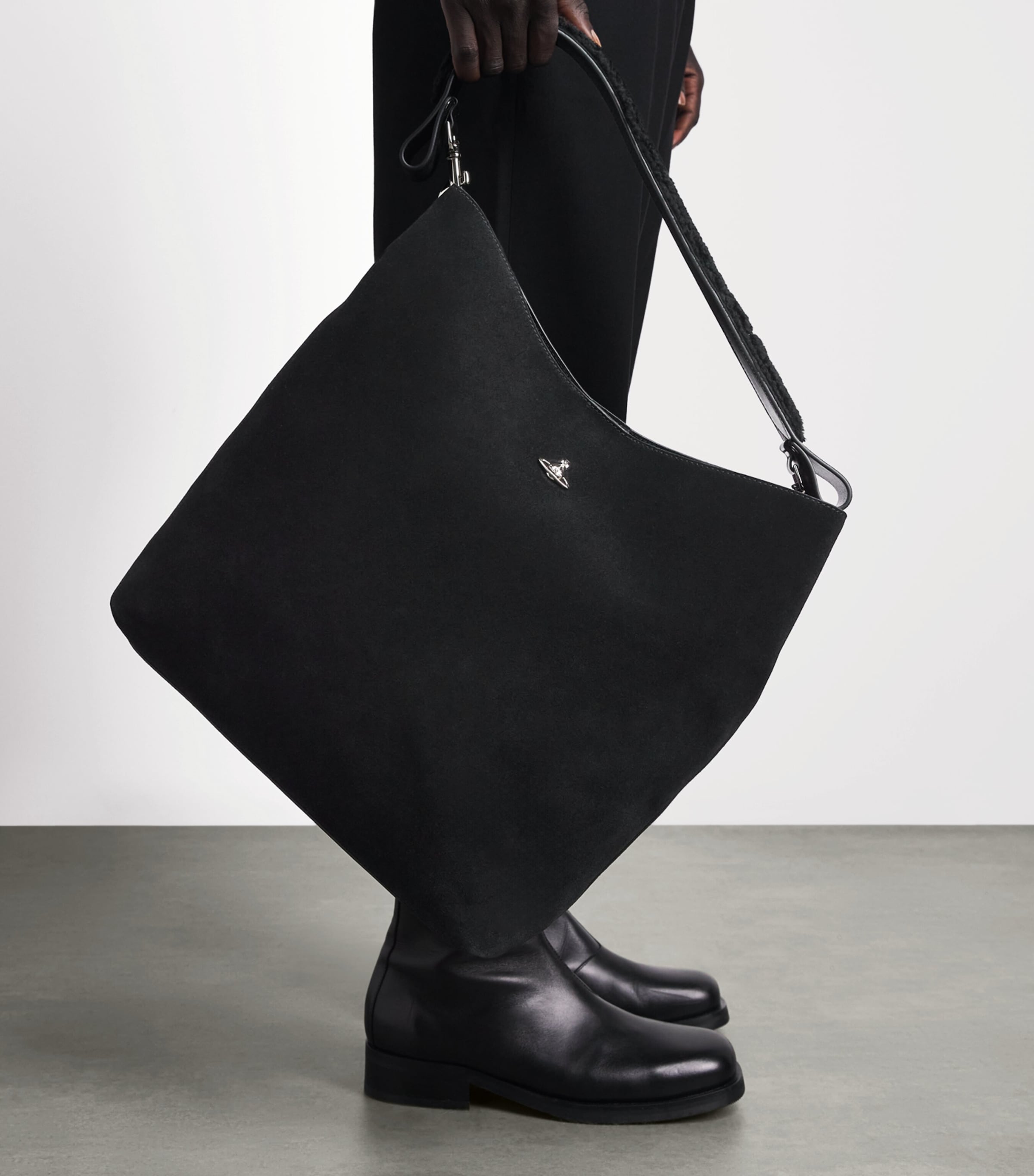 Vivienne Westwood Black Large Suede Lottie Shoulder Bag | Harrods IN