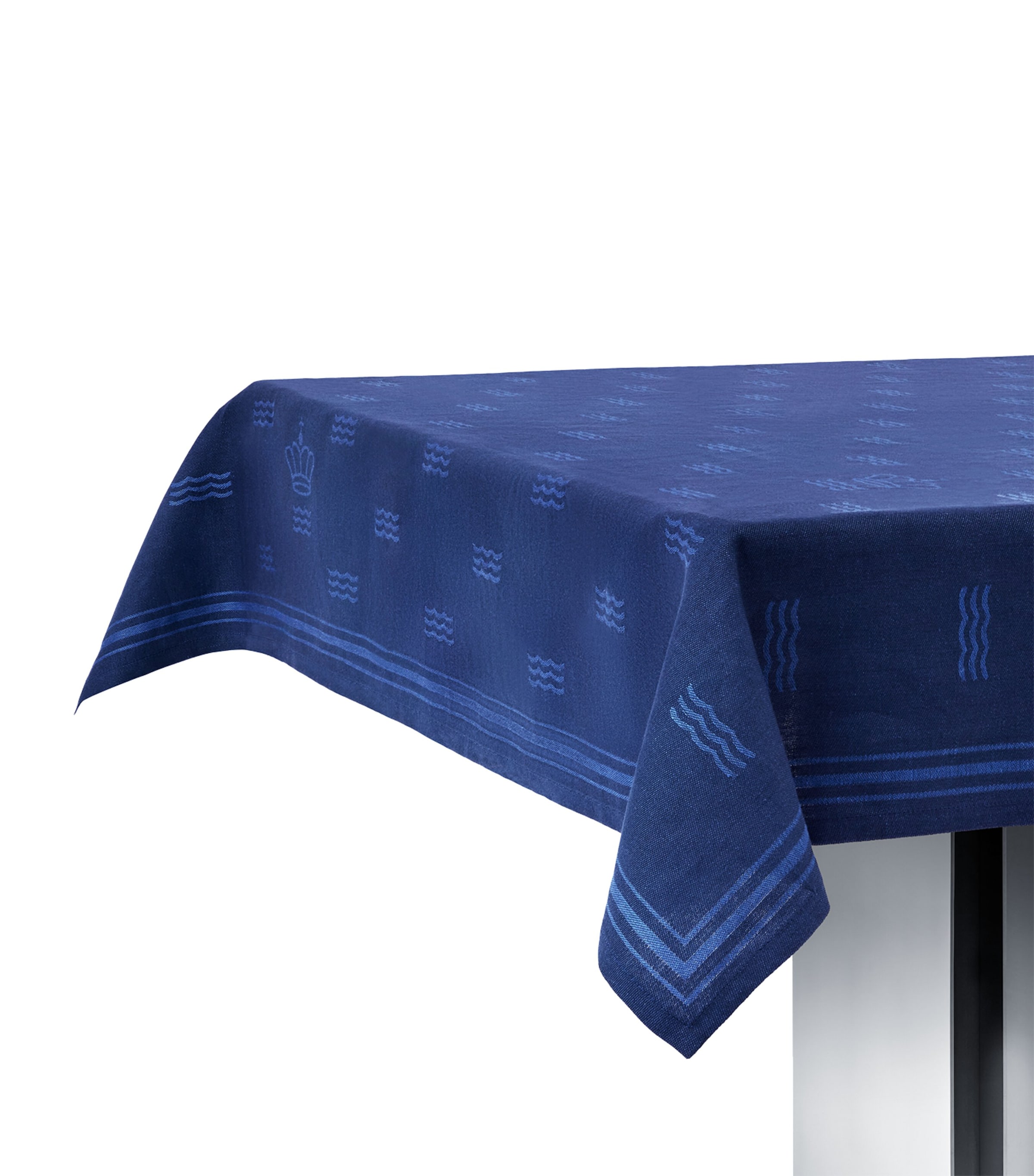 Jacquard Waves Tablecloth (145cm x 270cm) BLUE Image 1