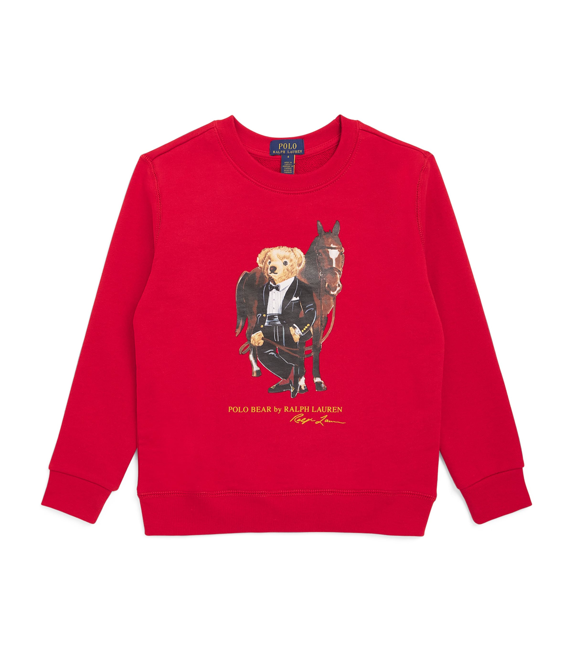 Cotton Polo Bear Sweatshirt (6-14 Years) RED Image 1