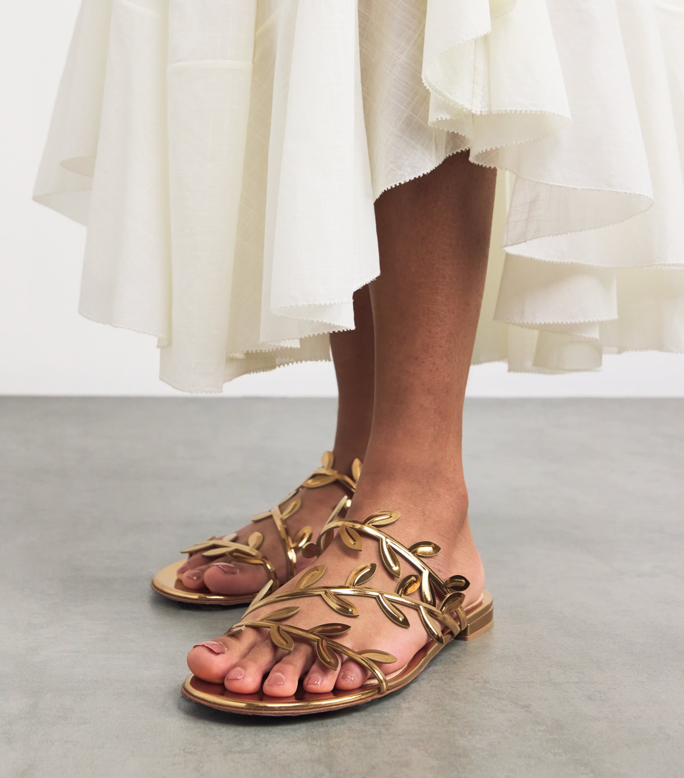 Gianvito Rossi Gold Laurel-Detail Flavia Sandals Harrods US