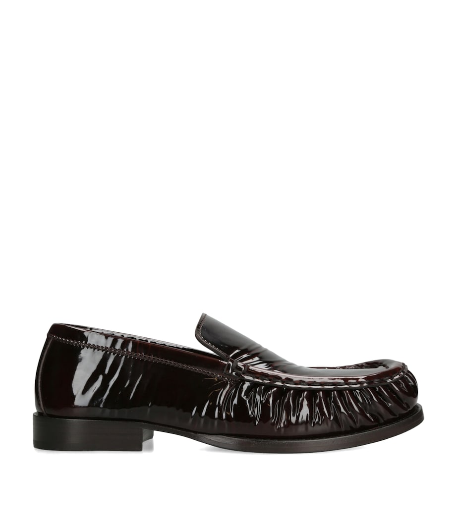 Patent Leather Ruched Loafer DARK BROWN Image 1