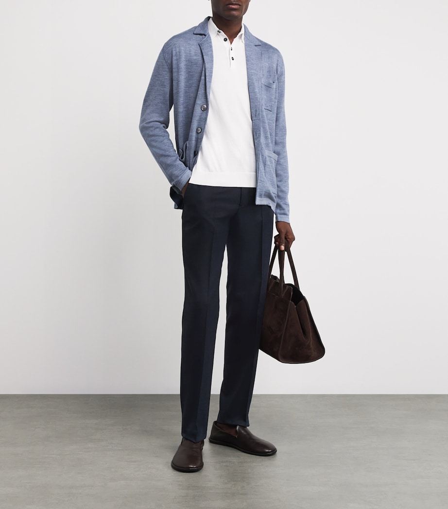 Virgin Wool Drawstring Trousers 001/16 NAVY 7WA379 Image 2