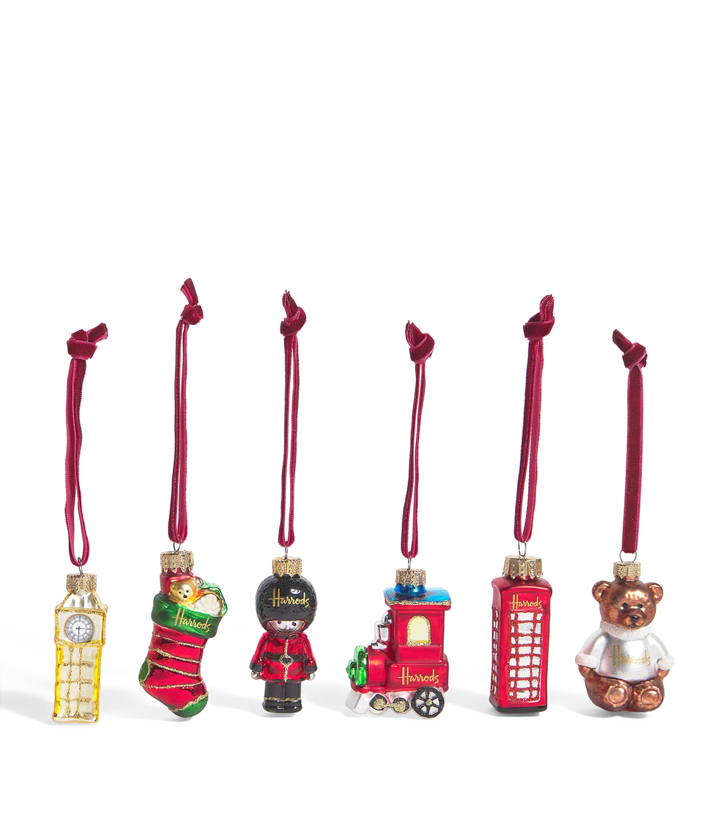 Harrods Mini London Tree Decorations (Set of 6) | Christmas | Designers | Harrods | Decorations | Baubles | Home Accessories | Ornaments