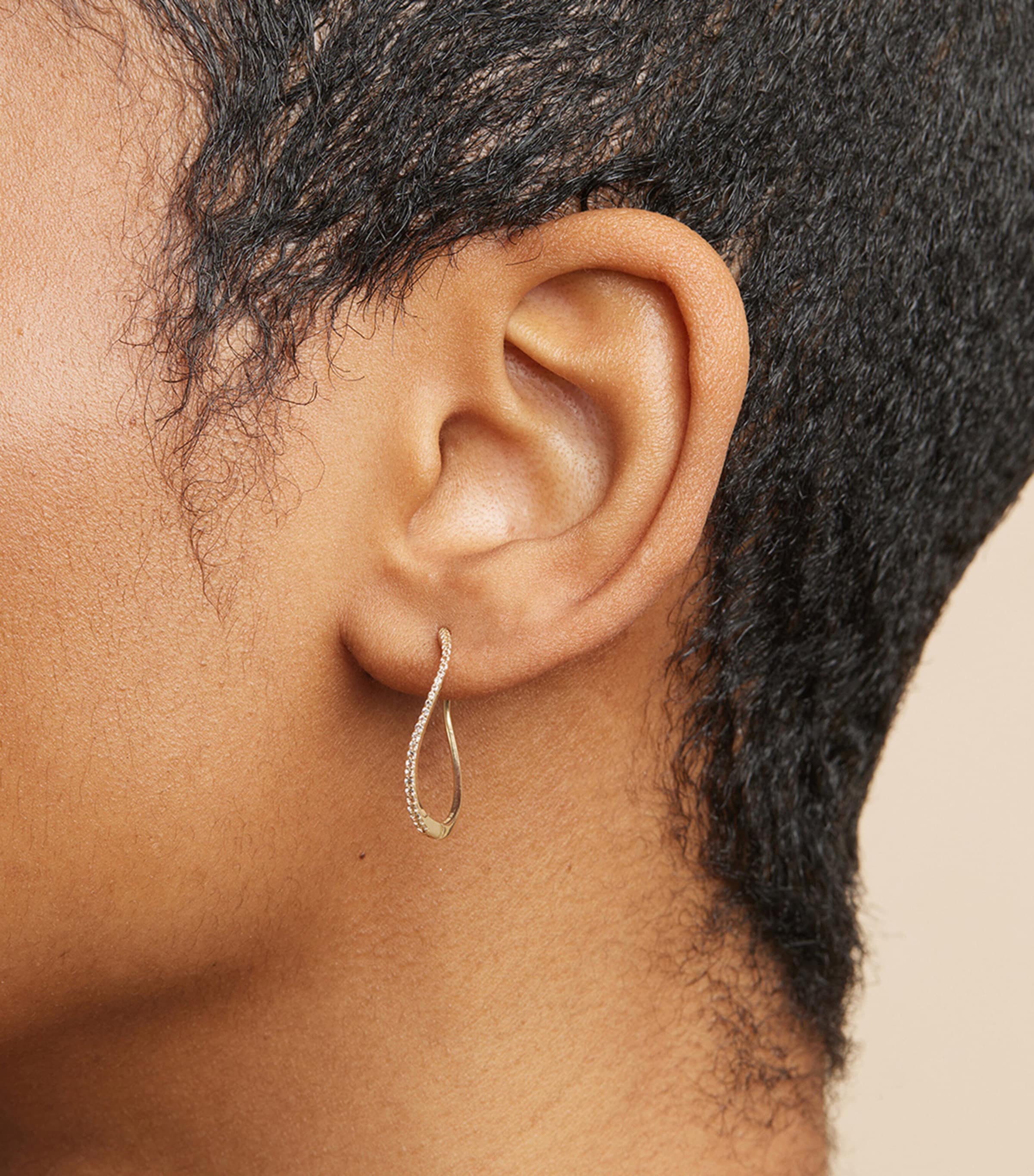 Astrid & Miyu Yellow Gold and White Topaz Infinity Hoop Earrings Gold Image 2