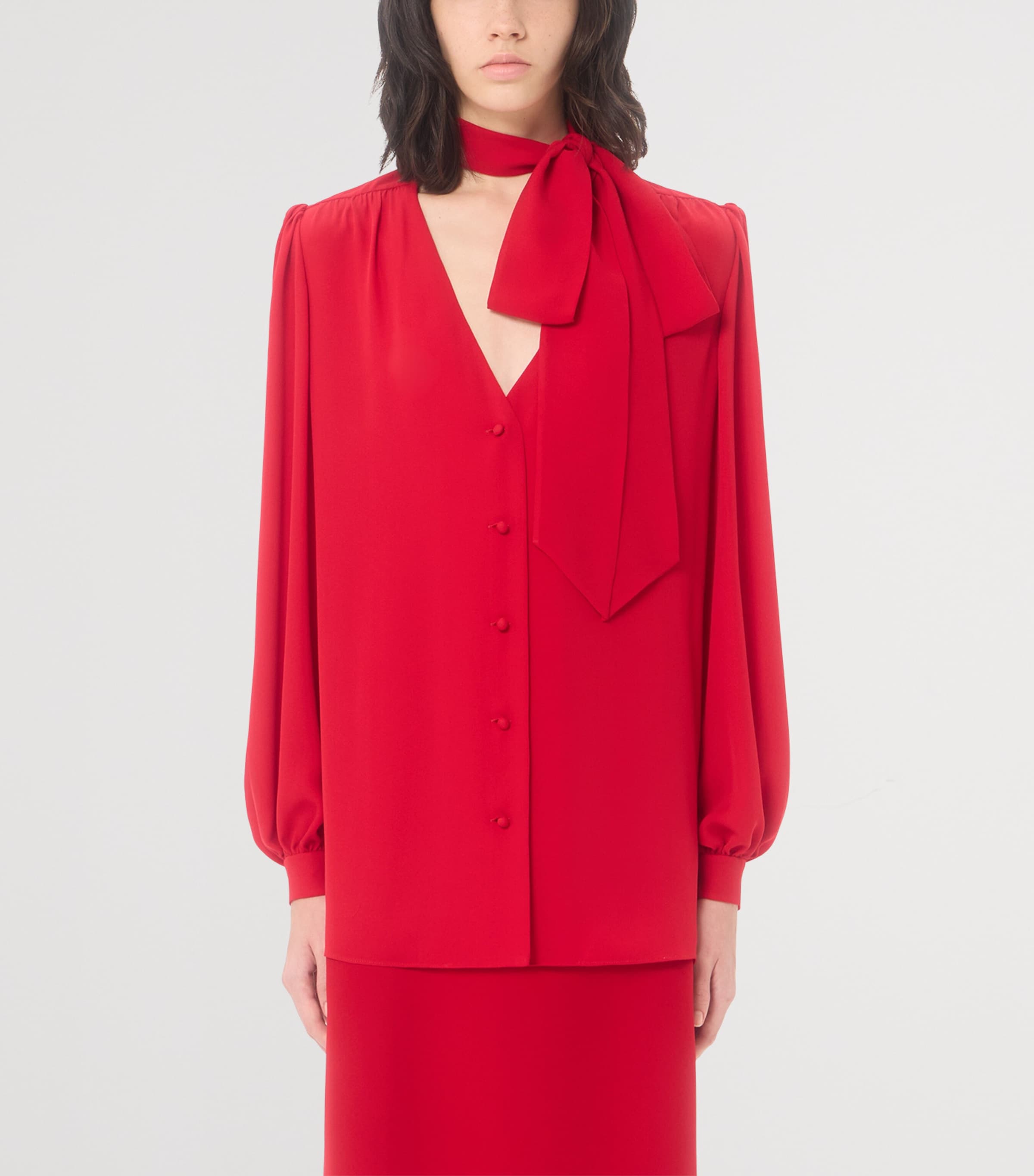 Valentino Womens Silk Tie-Detail Blouse Image 3