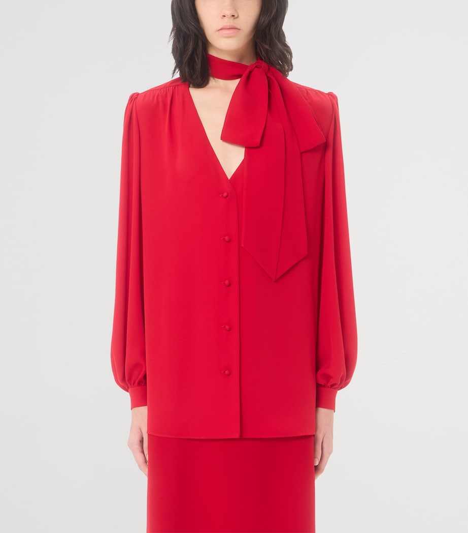 Valentino Womens Silk Tie-Detail Blouse Image 3