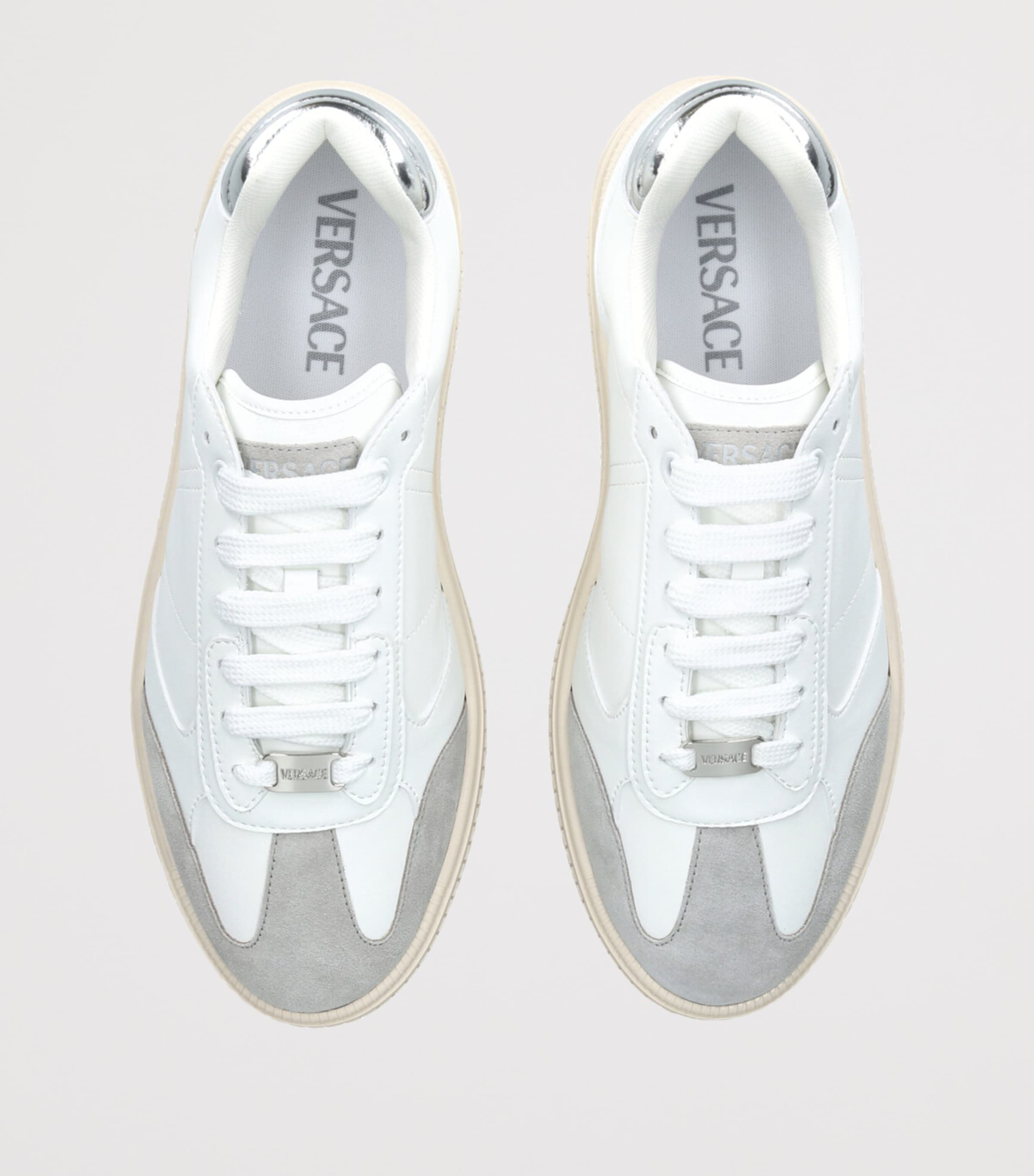 Versace Leather Low-Top Sneakers White/oth Image 4