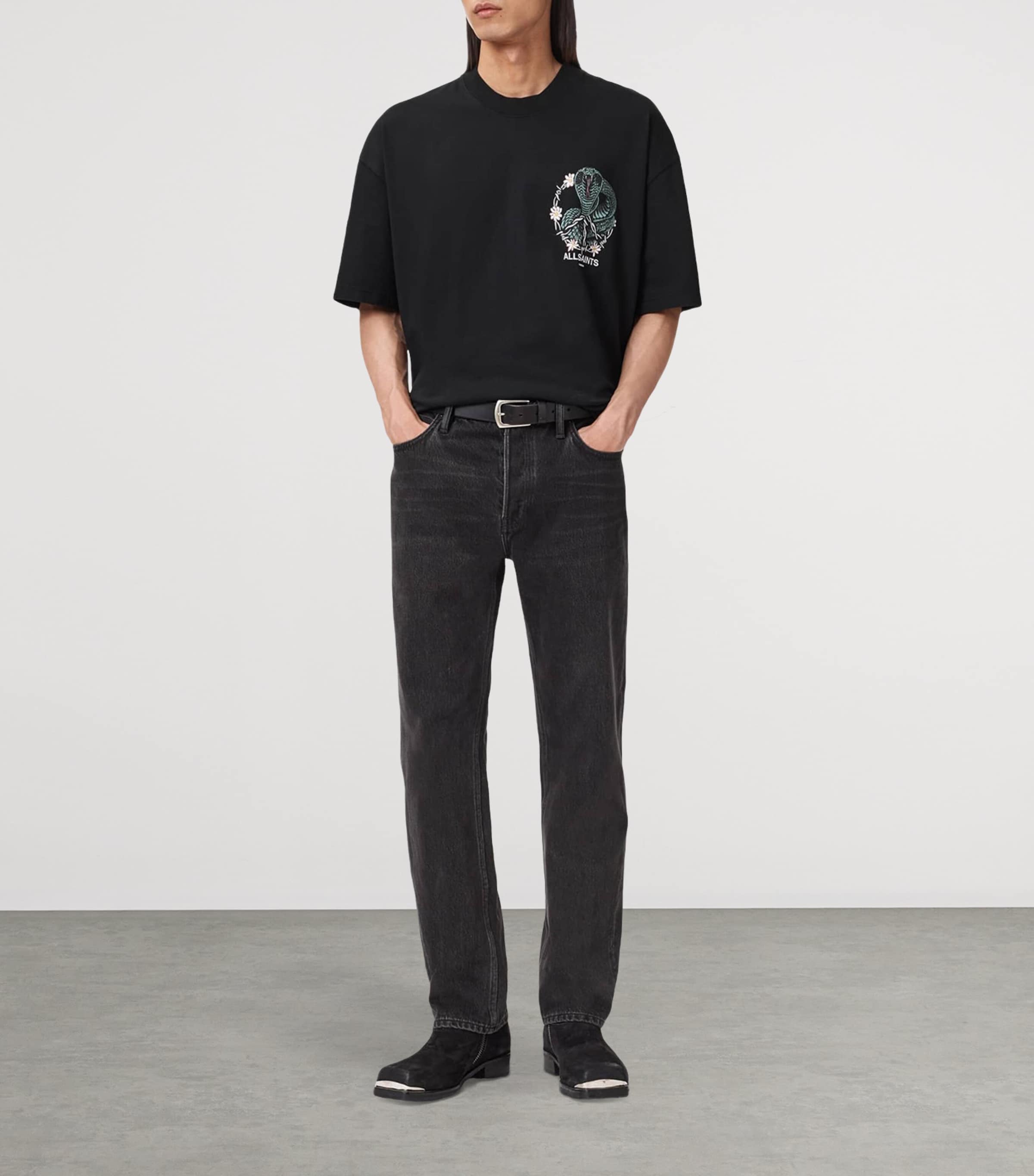 Organic Cotton Snakebite T-Shirt WASHED BLACK Image 2