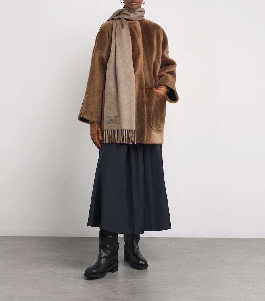 Cashmere Logo Scarf BEIGE Image 3