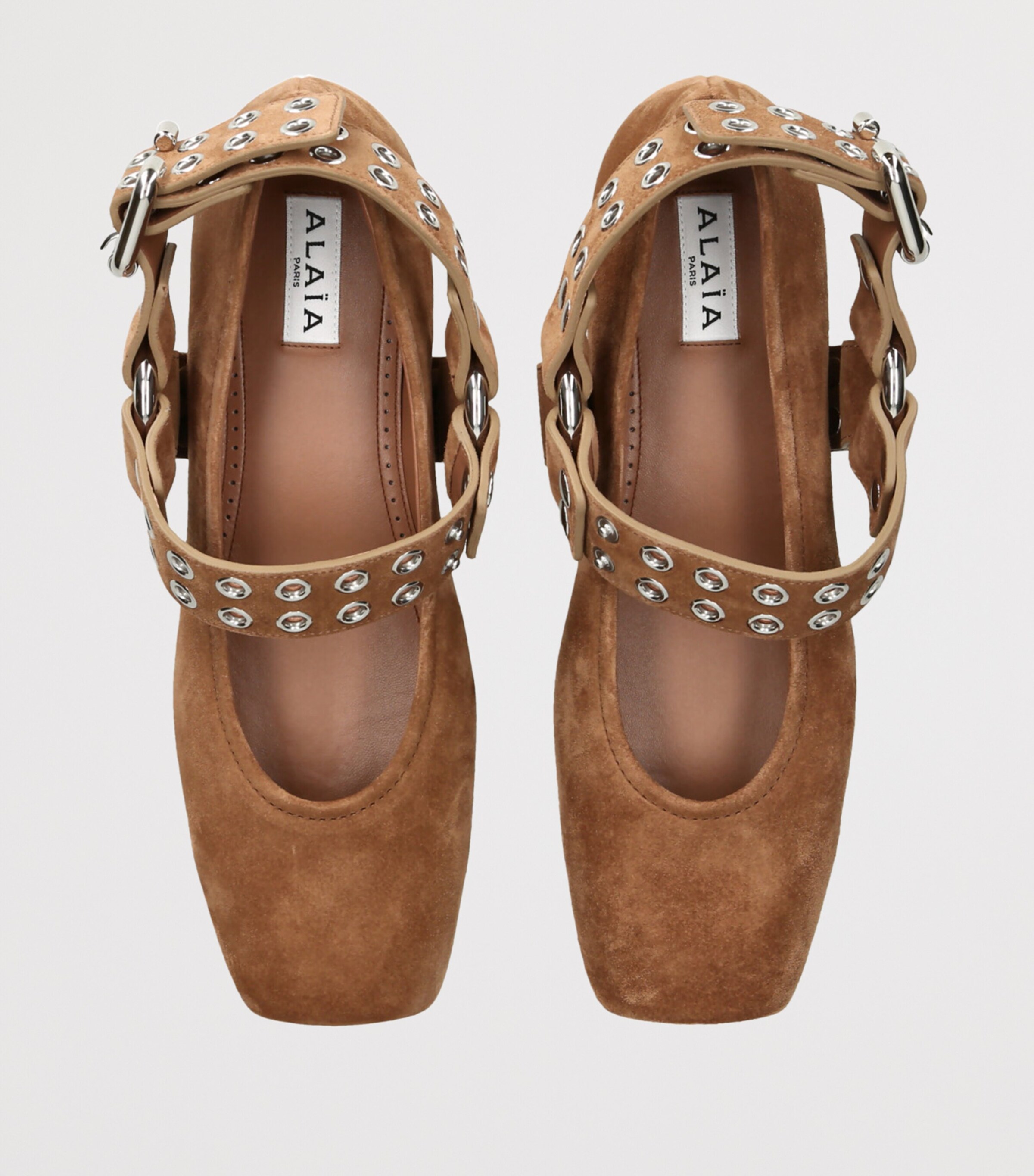 Alaïa Suede Studded Ballet Flats | Harrods US