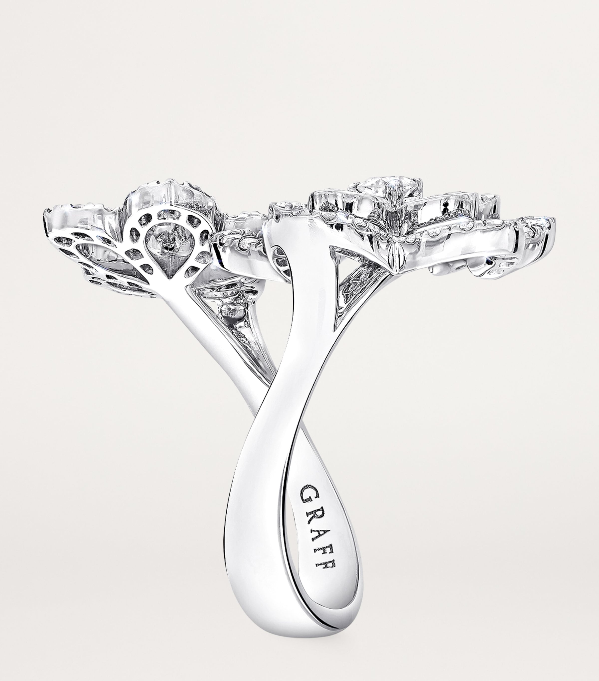 White Gold and Diamond Wild Flower Ring (One Size) WHITE GOLD Image 4