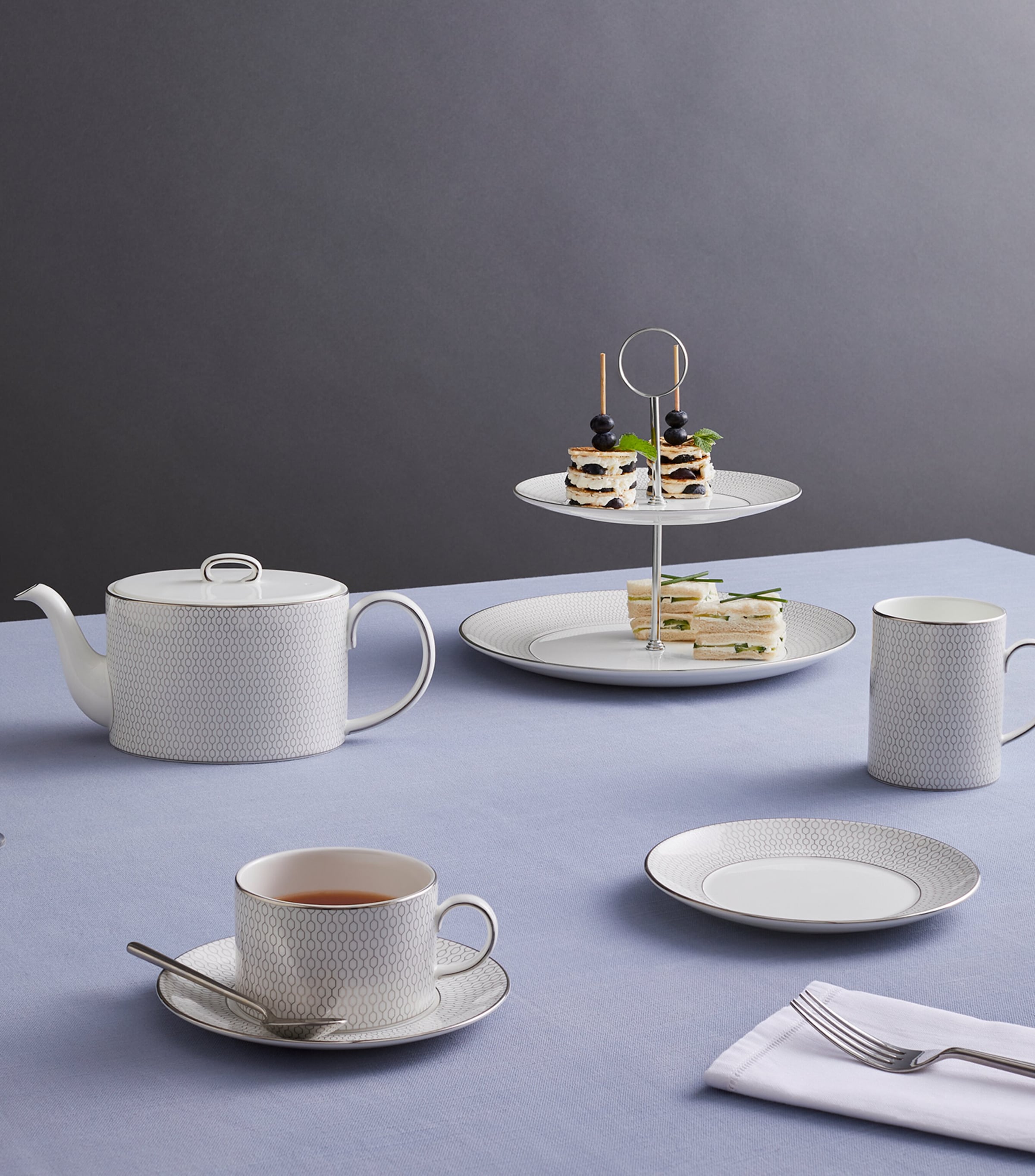 Wedgwood Gio Platinum Teacup and Saucer White Image 2