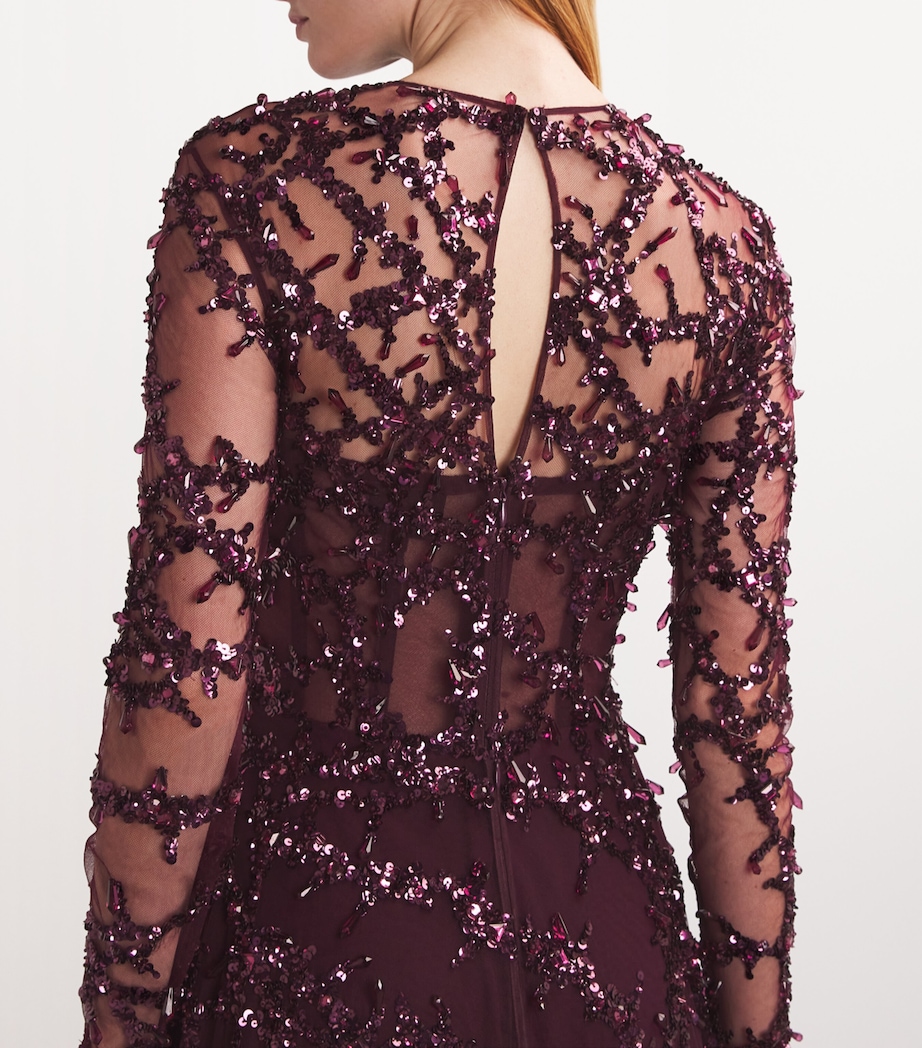 Zuhair Murad Womens Crystal Thorn-Embellished Gown Potent Purple Image 4