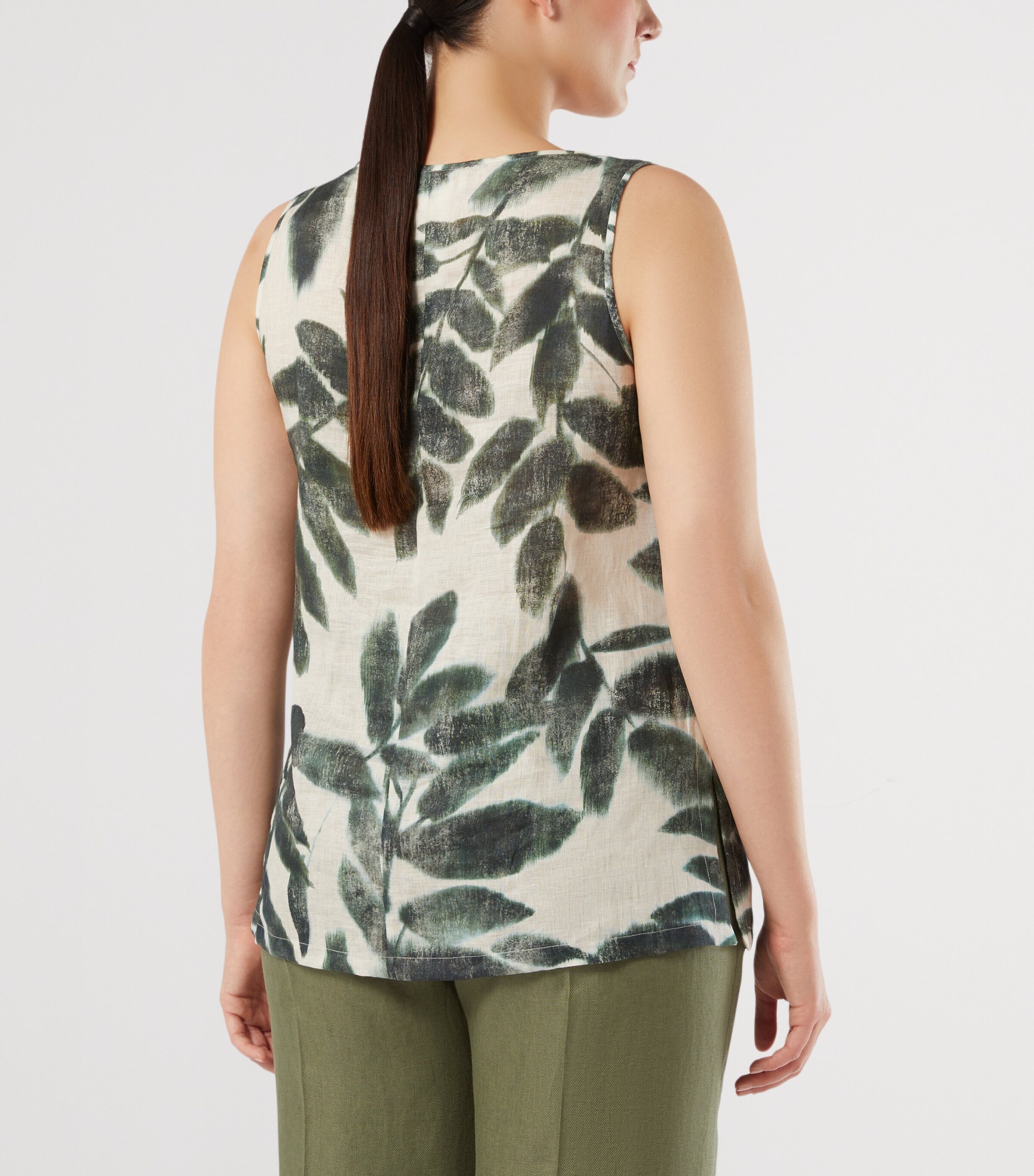 Marina Rinaldi Womens Linen Canvas Sleeveless Top Olive Green Image 4