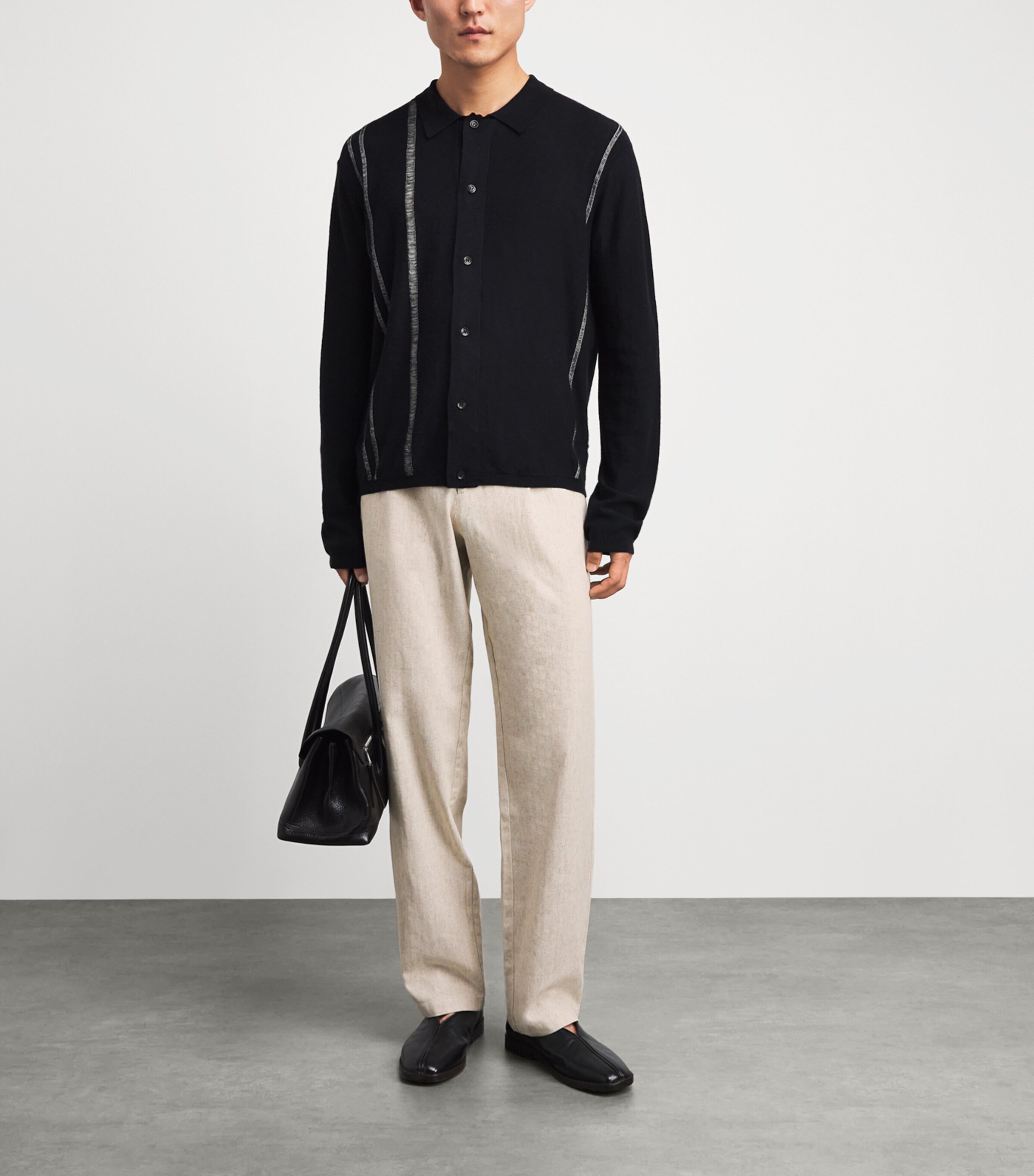 Oliver Spencer Mens Linen-Cotton Morton Pleated Trousers Cream Image 2