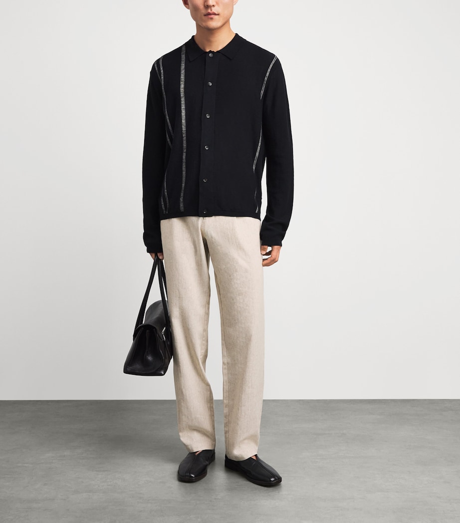 Oliver Spencer Mens Linen-Cotton Morton Pleated Trousers Cream Image 2
